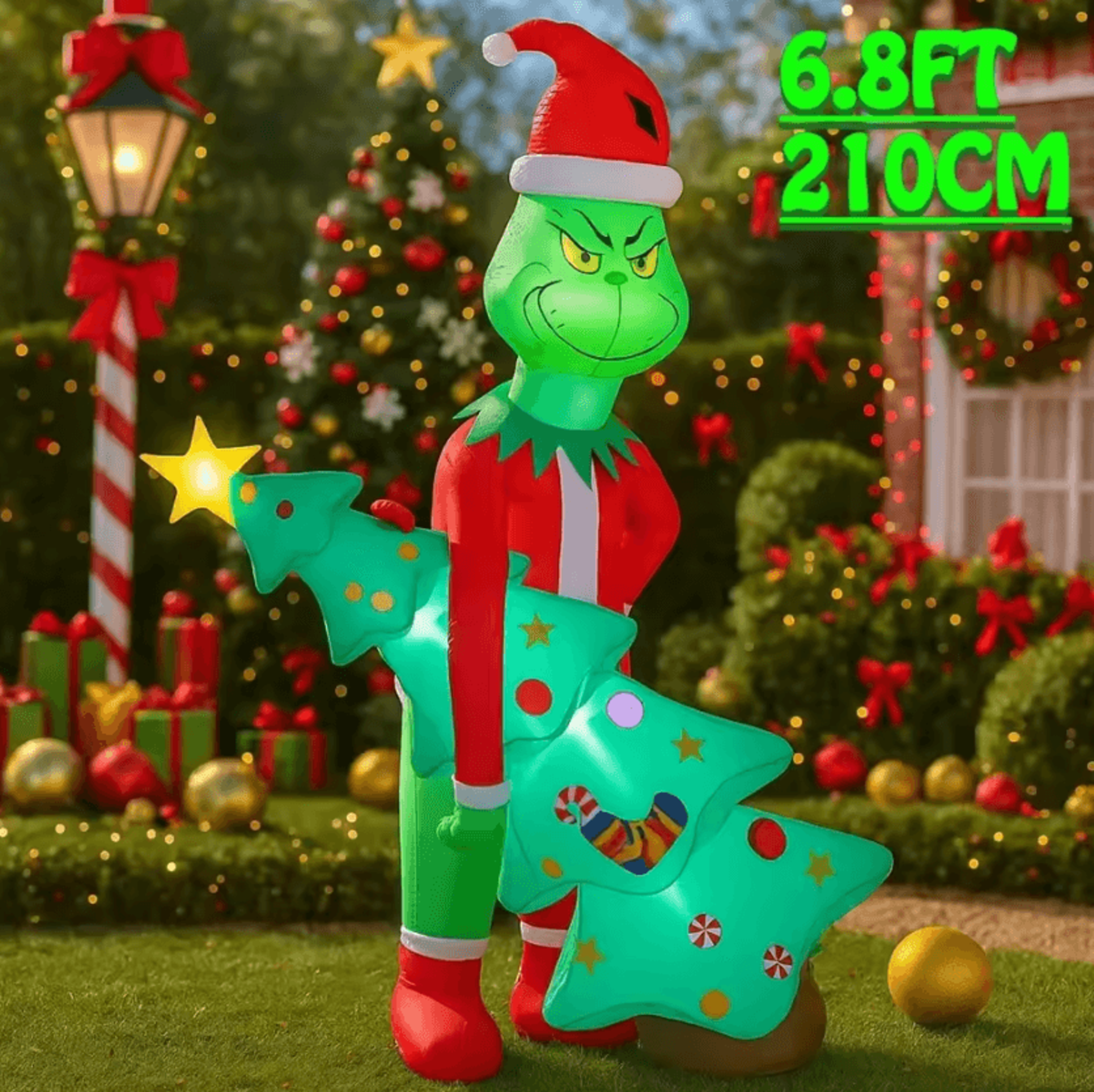 68FT Grinch Christmas Inflatable With LED Lights 4