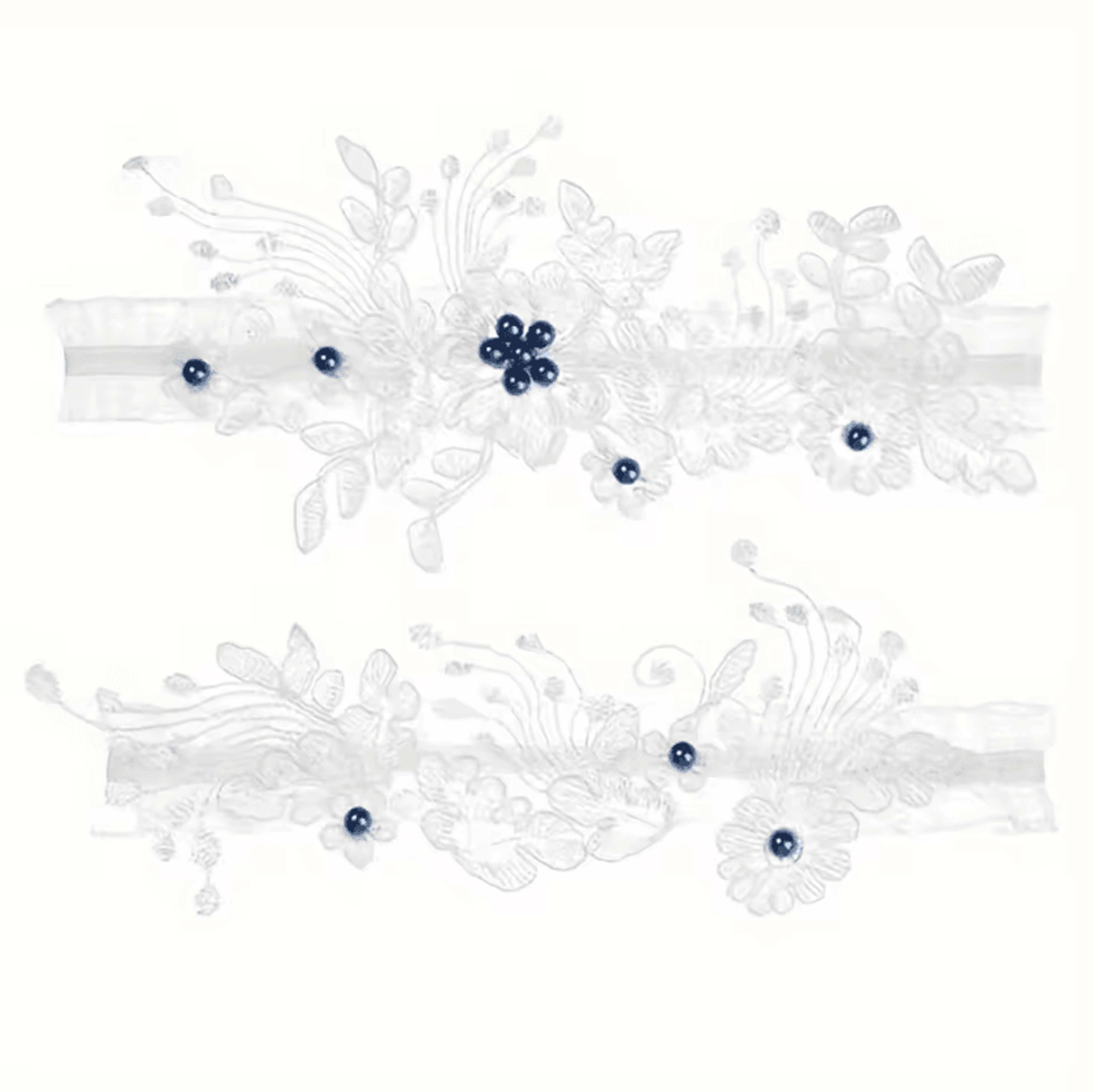 Blue Pearl Bridal Thigh High Stockings 4