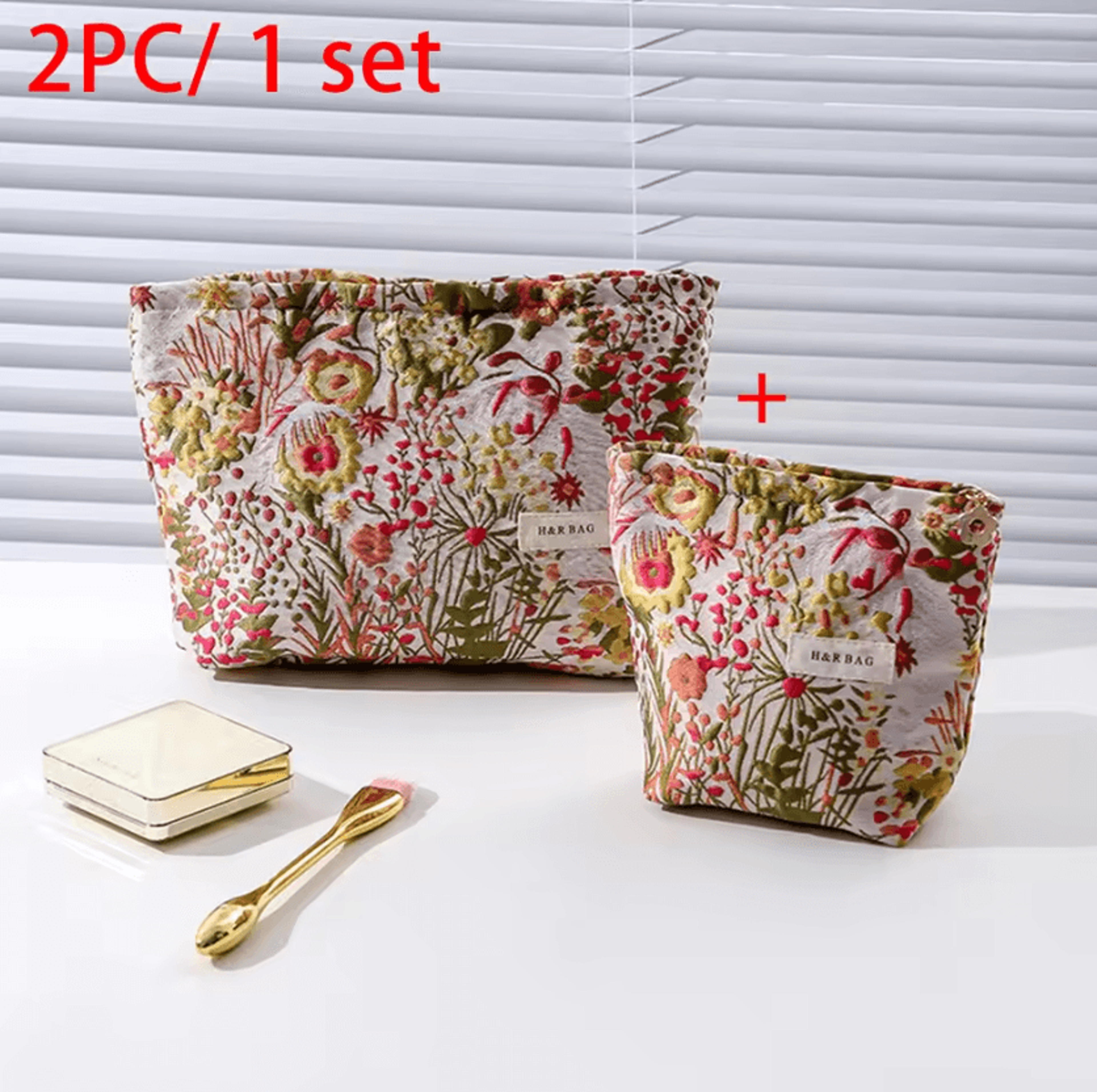 Retro Floral Jacquard Makeup Bag Set 6