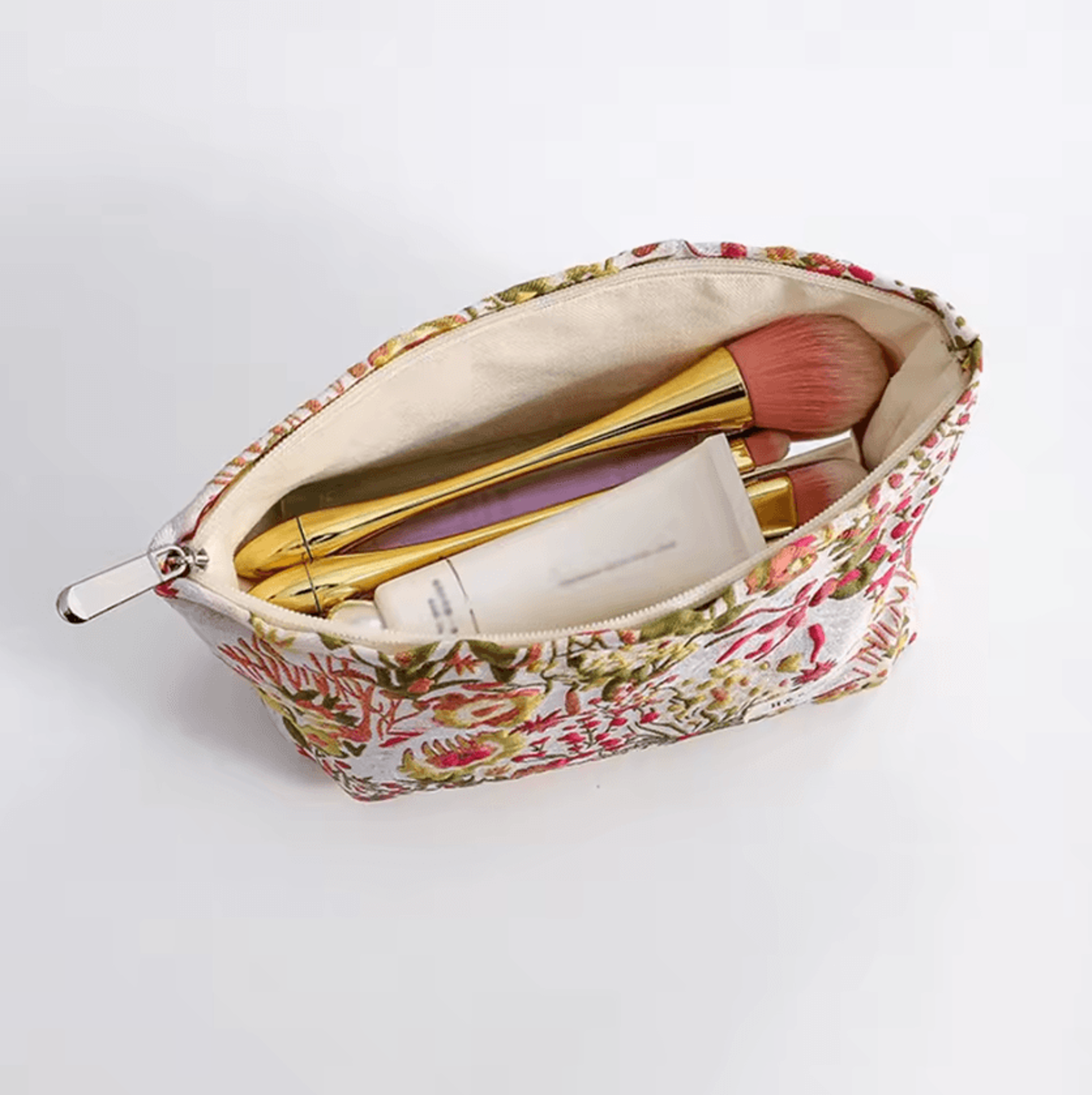 Retro Floral Jacquard Makeup Bag Set 1