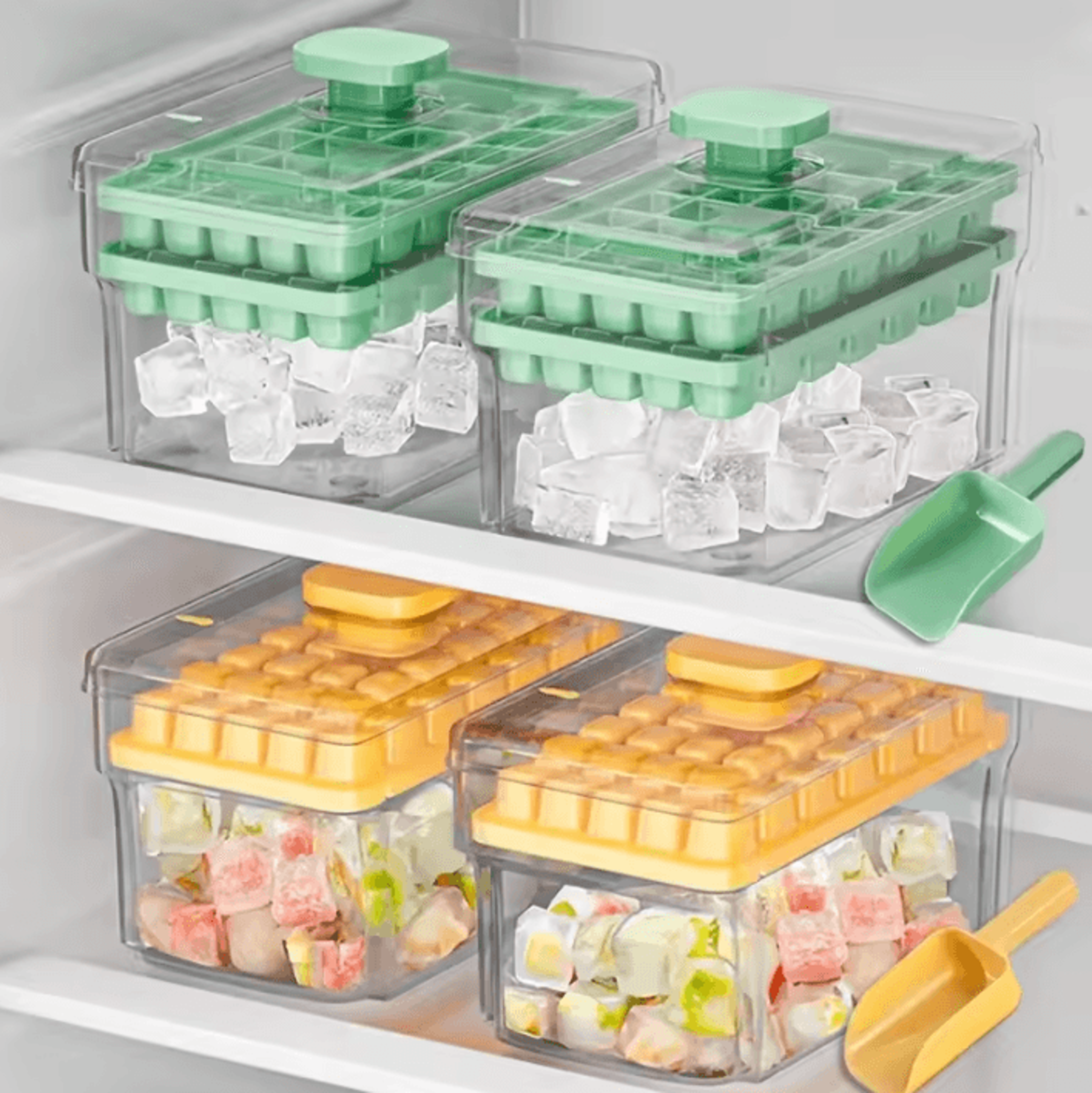 68 Cube Easy Release Ice Tray With Lid And Storage Bin 0