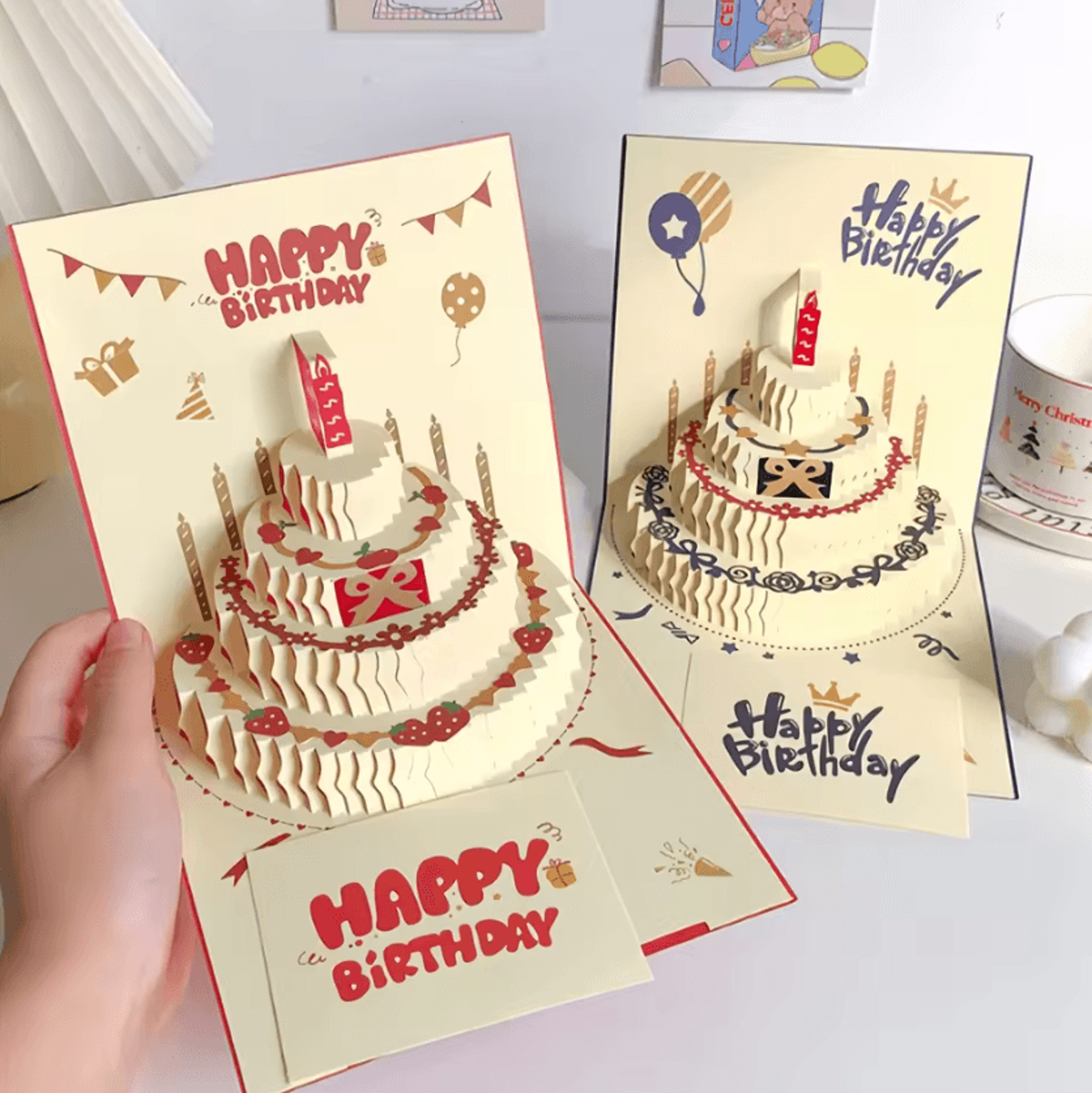 3D Birthday Cake Pop Up Greeting Card With Envelope 0