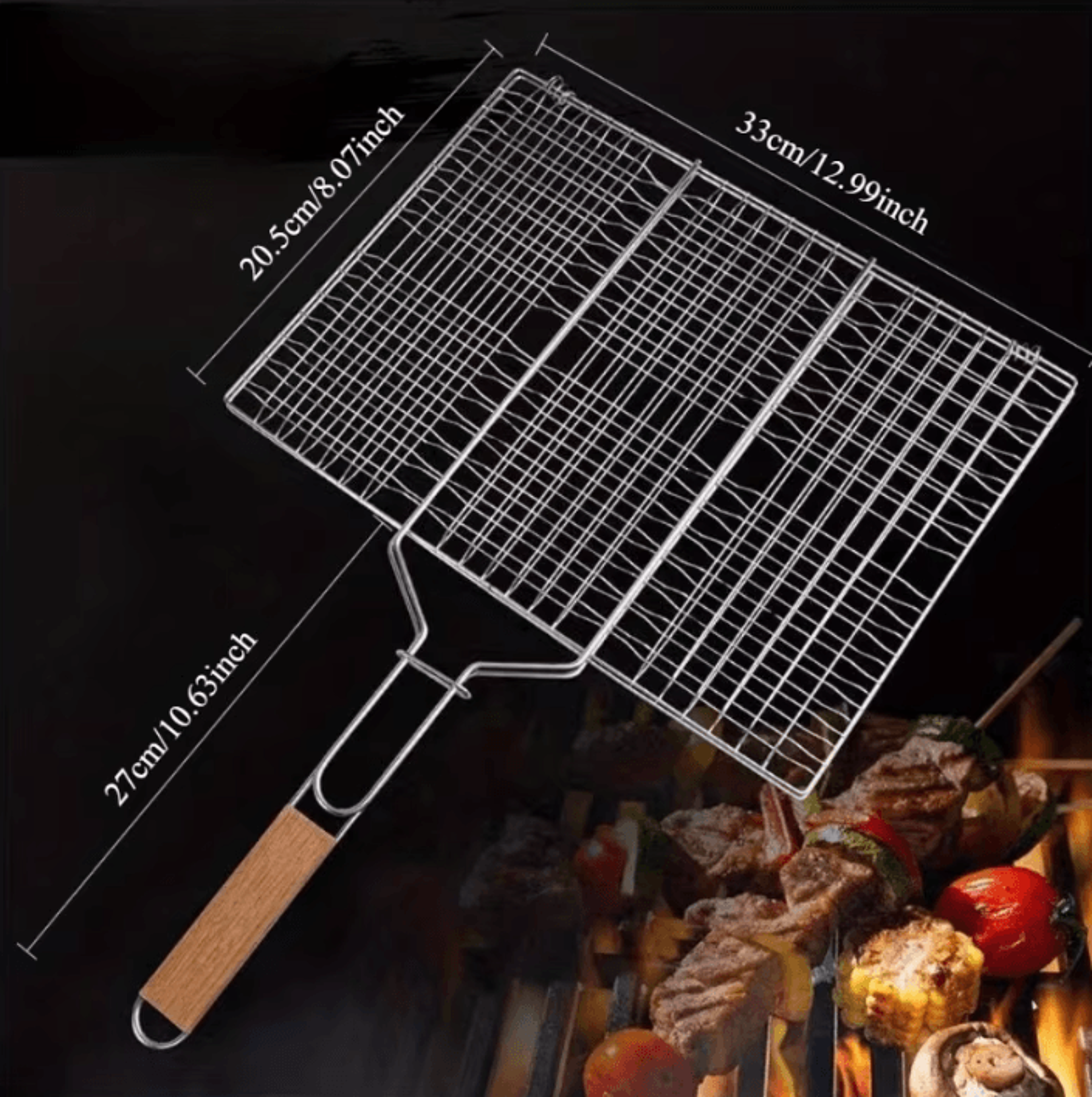 Large Folding BBQ Grill Basket With Removable Handle 4