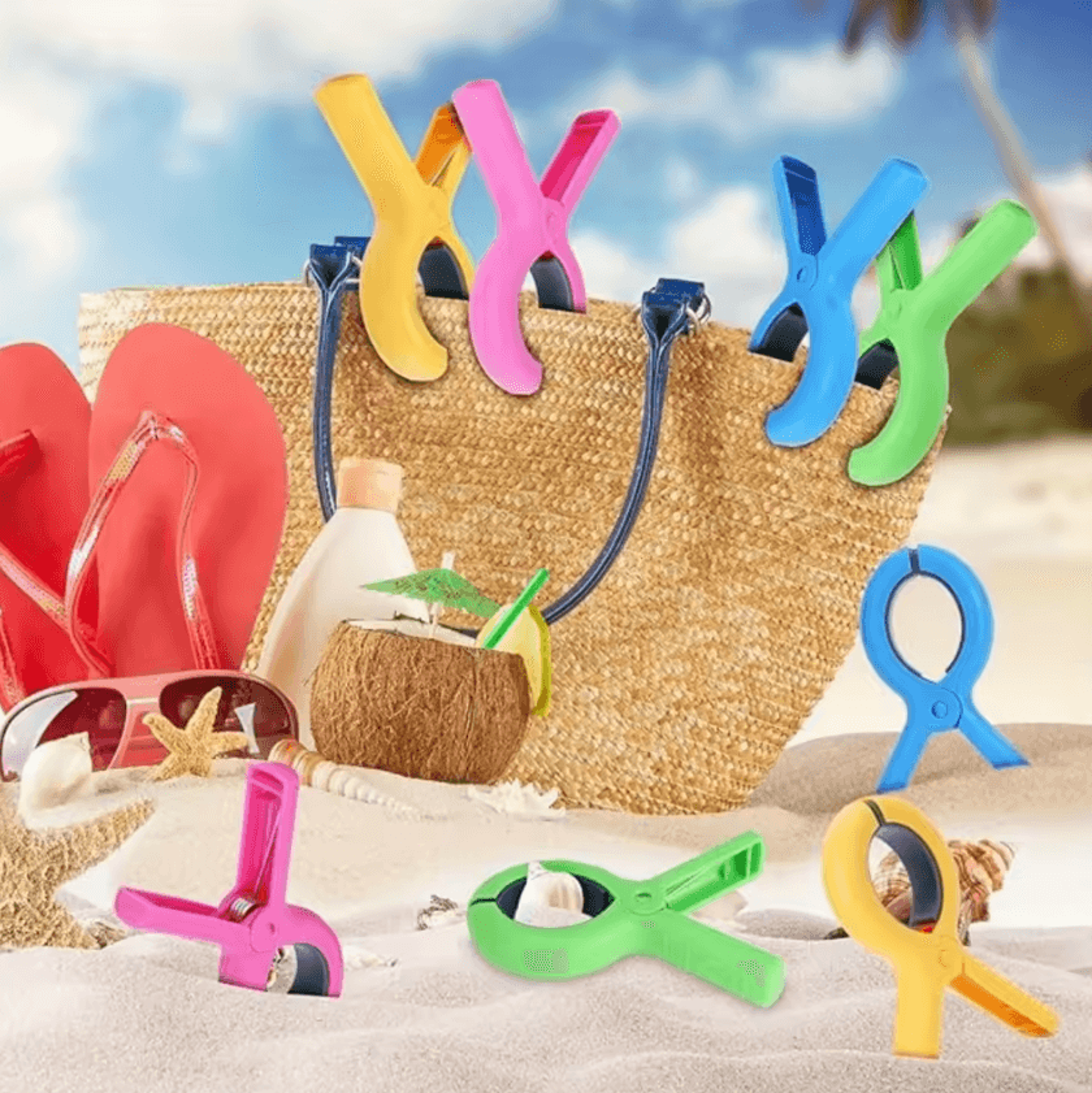 4 Or 8Pcs Heavy Duty Windproof Beach Towel Clips With Storage Bag 1