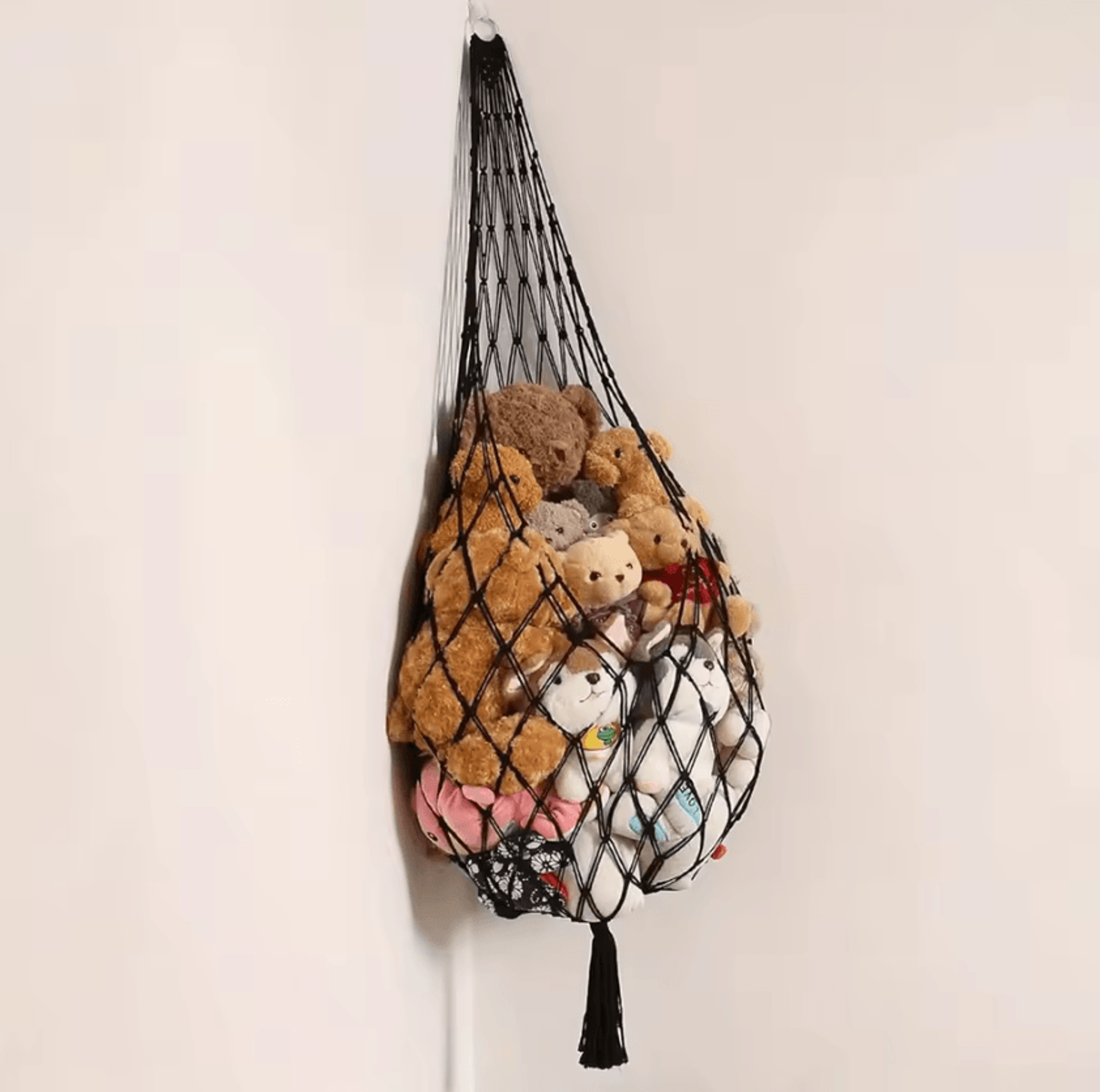 Large Macrame Stuffed Animal Storage Hammock 7
