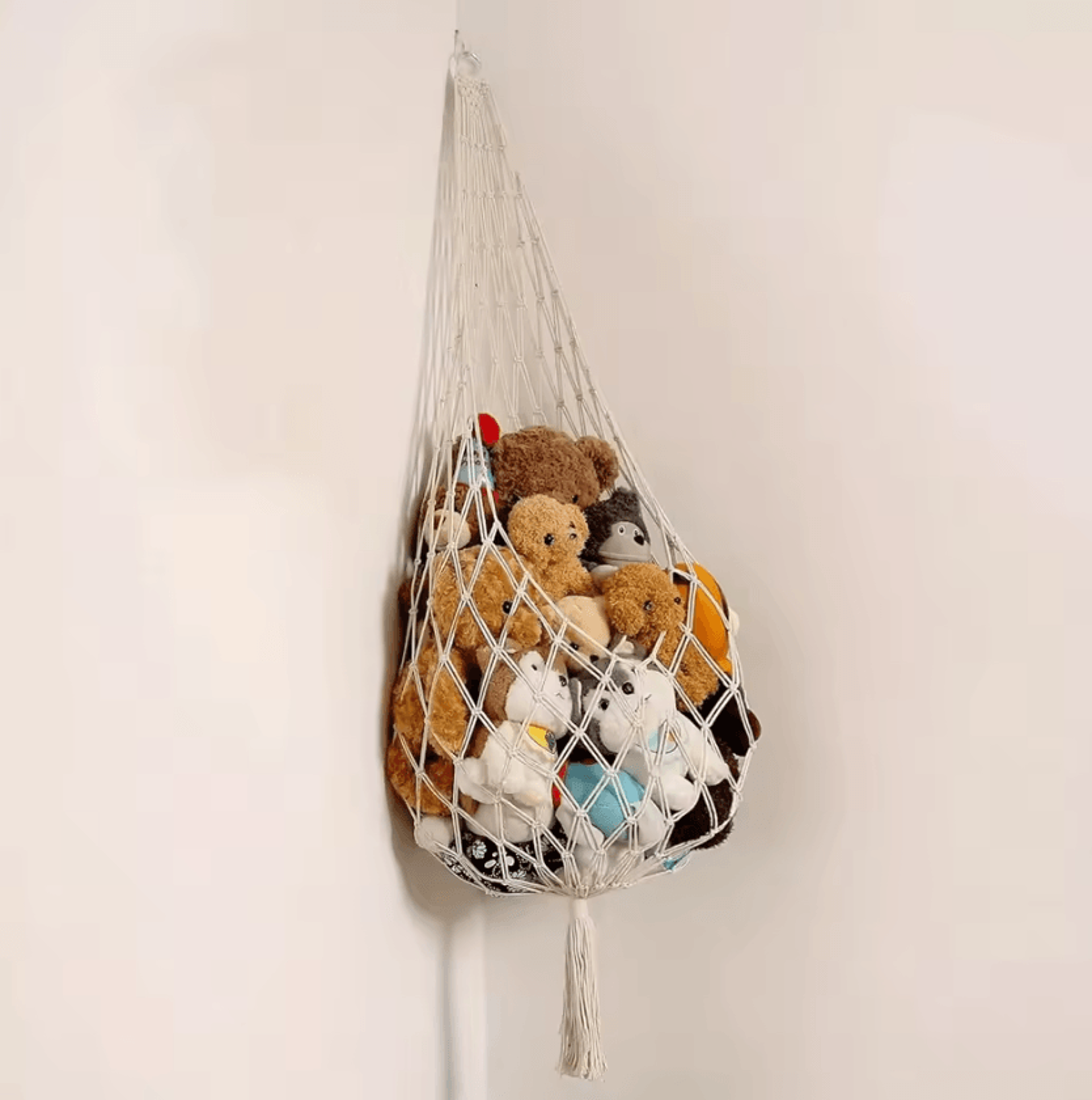 Large Macrame Stuffed Animal Storage Hammock 6