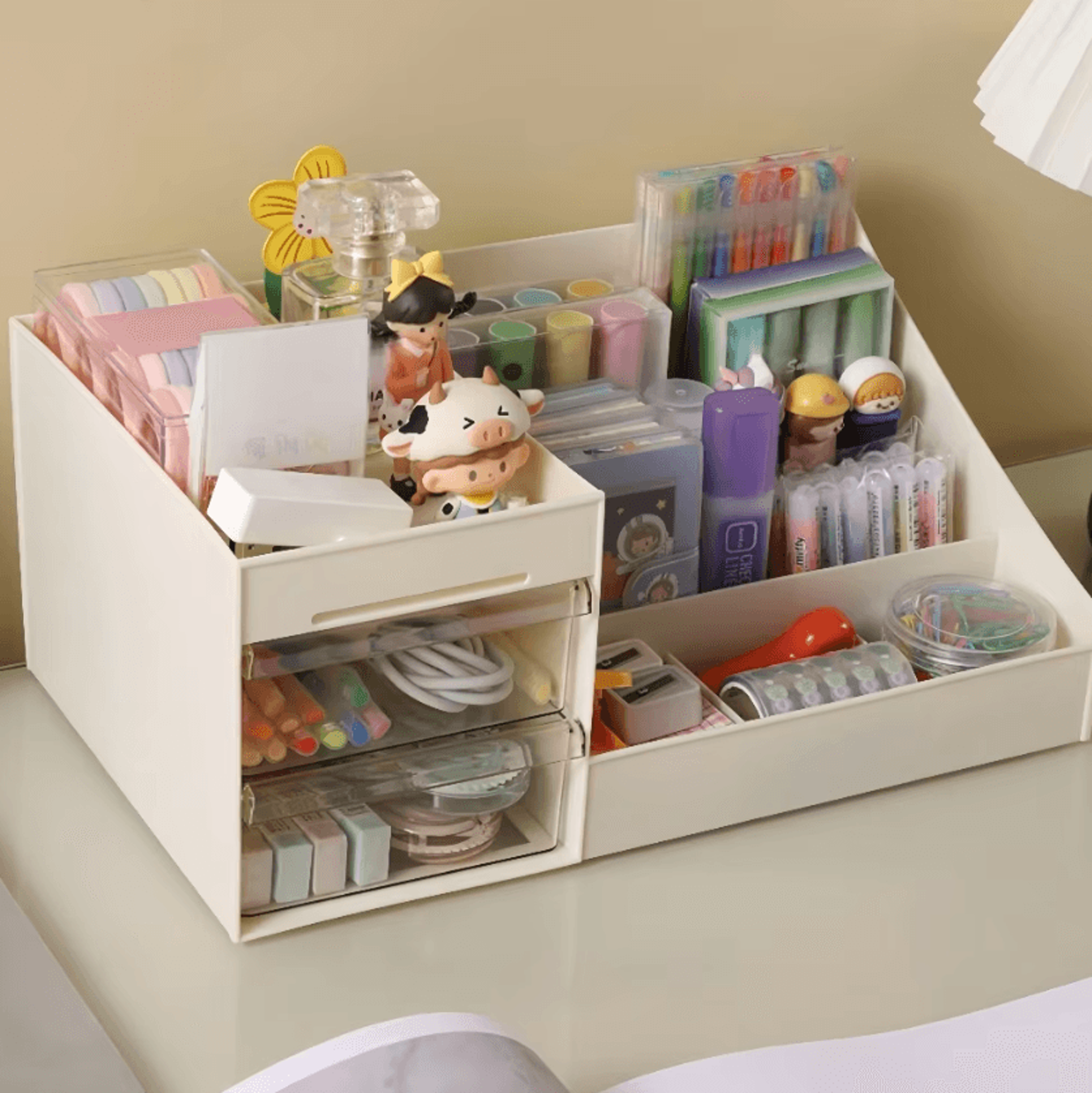 Compact Makeup Organizer With 2 Drawers And 6 Compartments 2