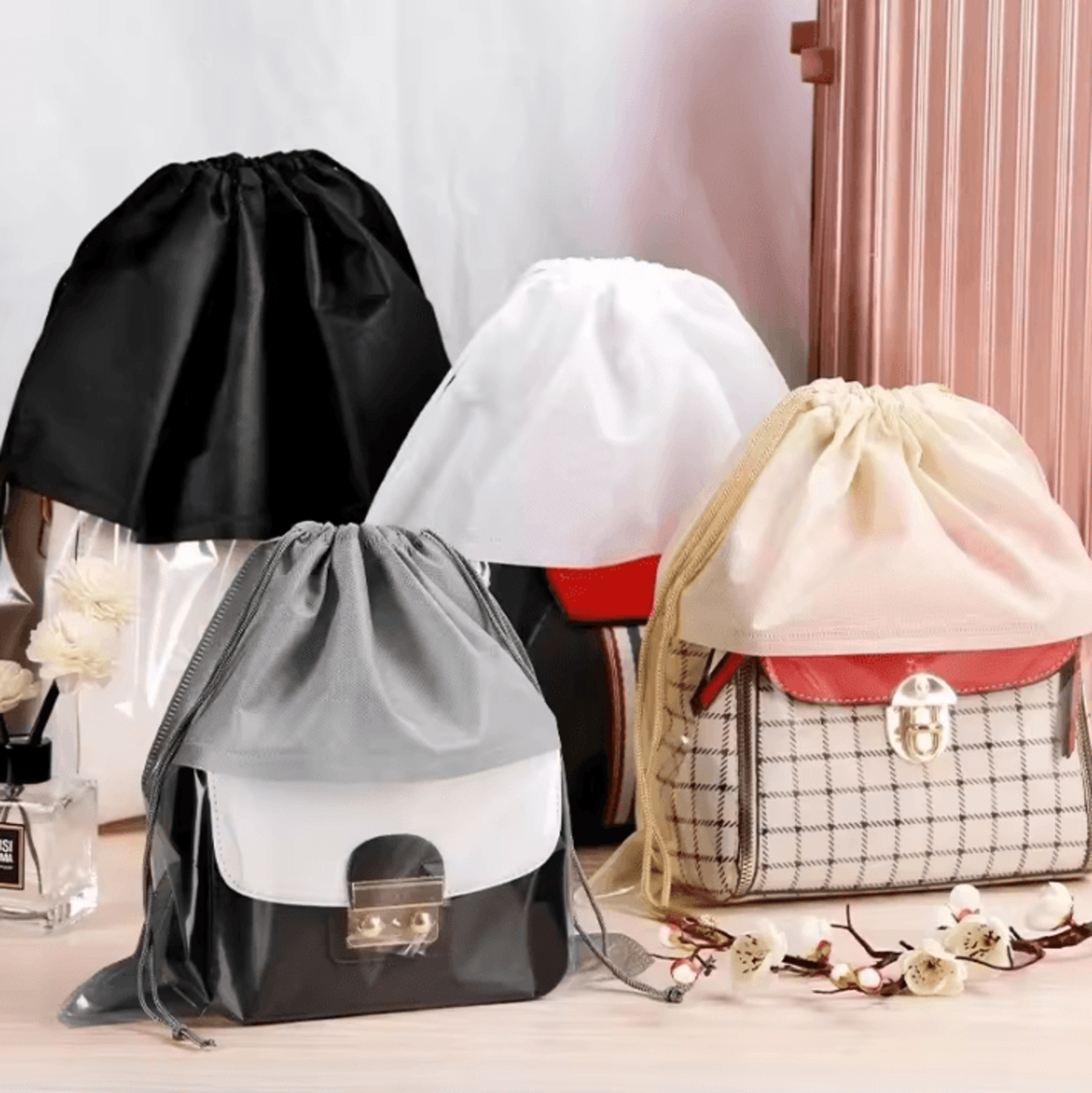 Transparent Drawstring Handbag Dust Cover Storage Bag 1