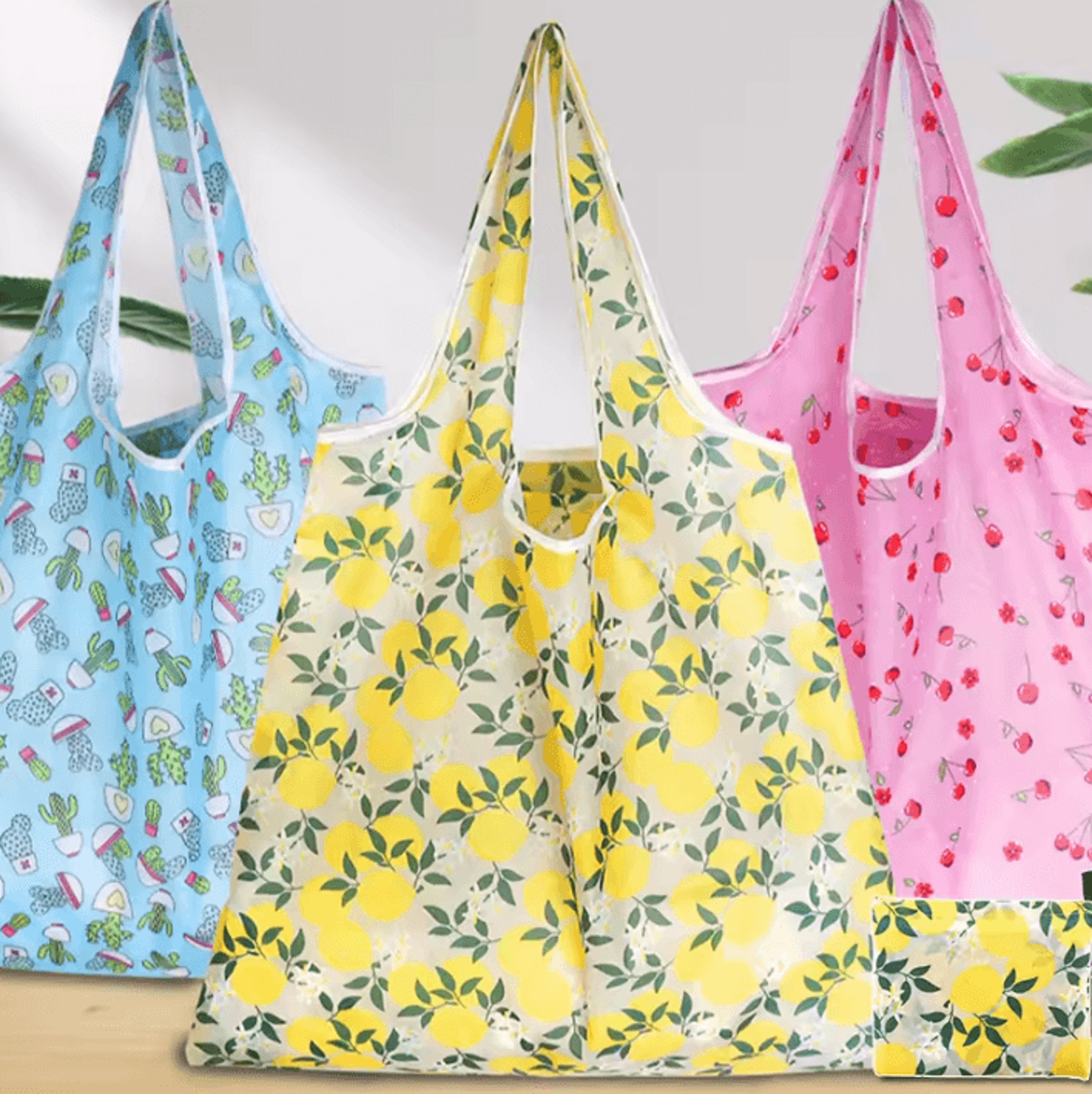 6 Pack Large Foldable Washable Boho Grocery Tote Bags 1
