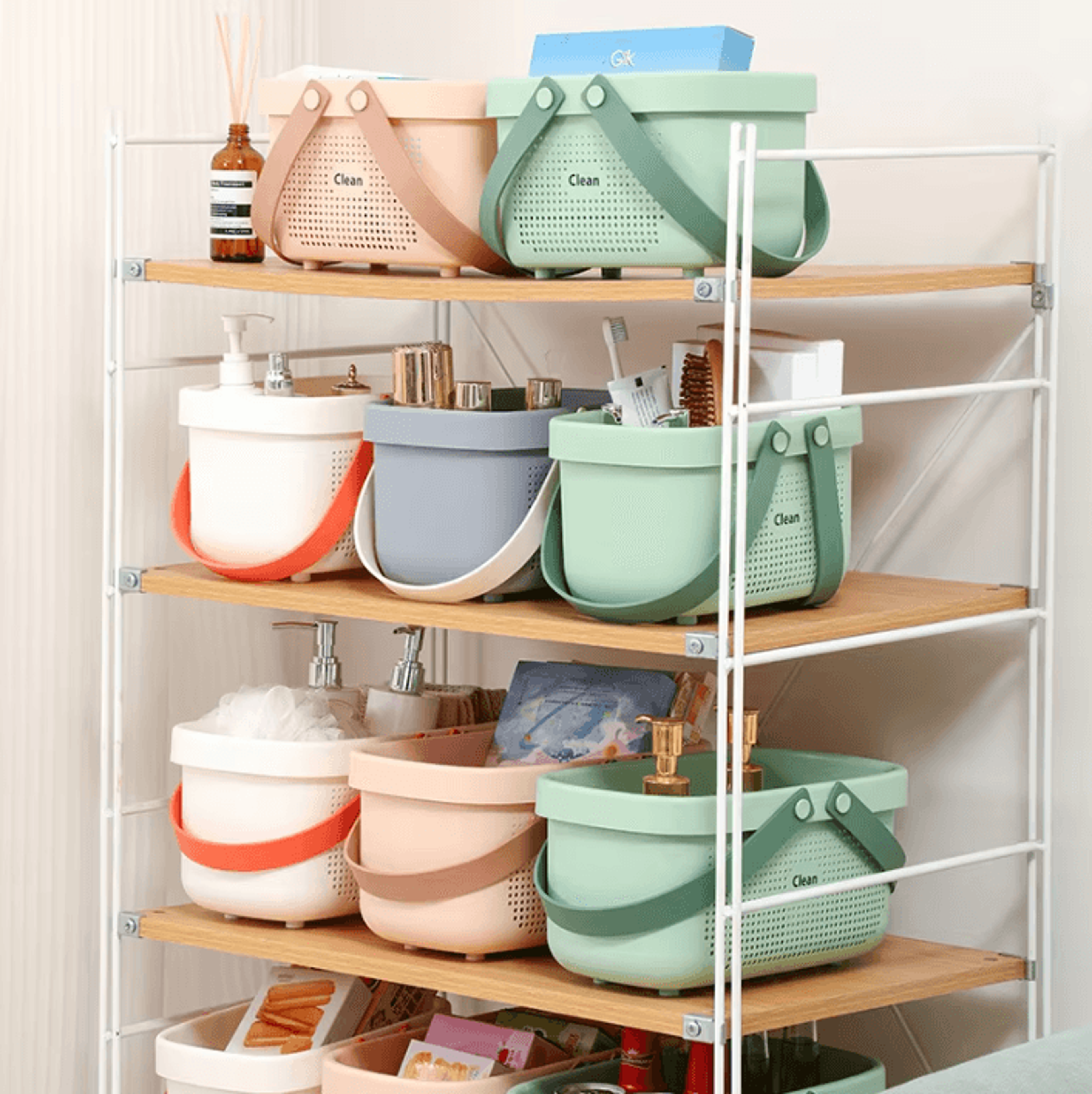 Portable Plastic Shower Caddy Storage Basket With Handle 2