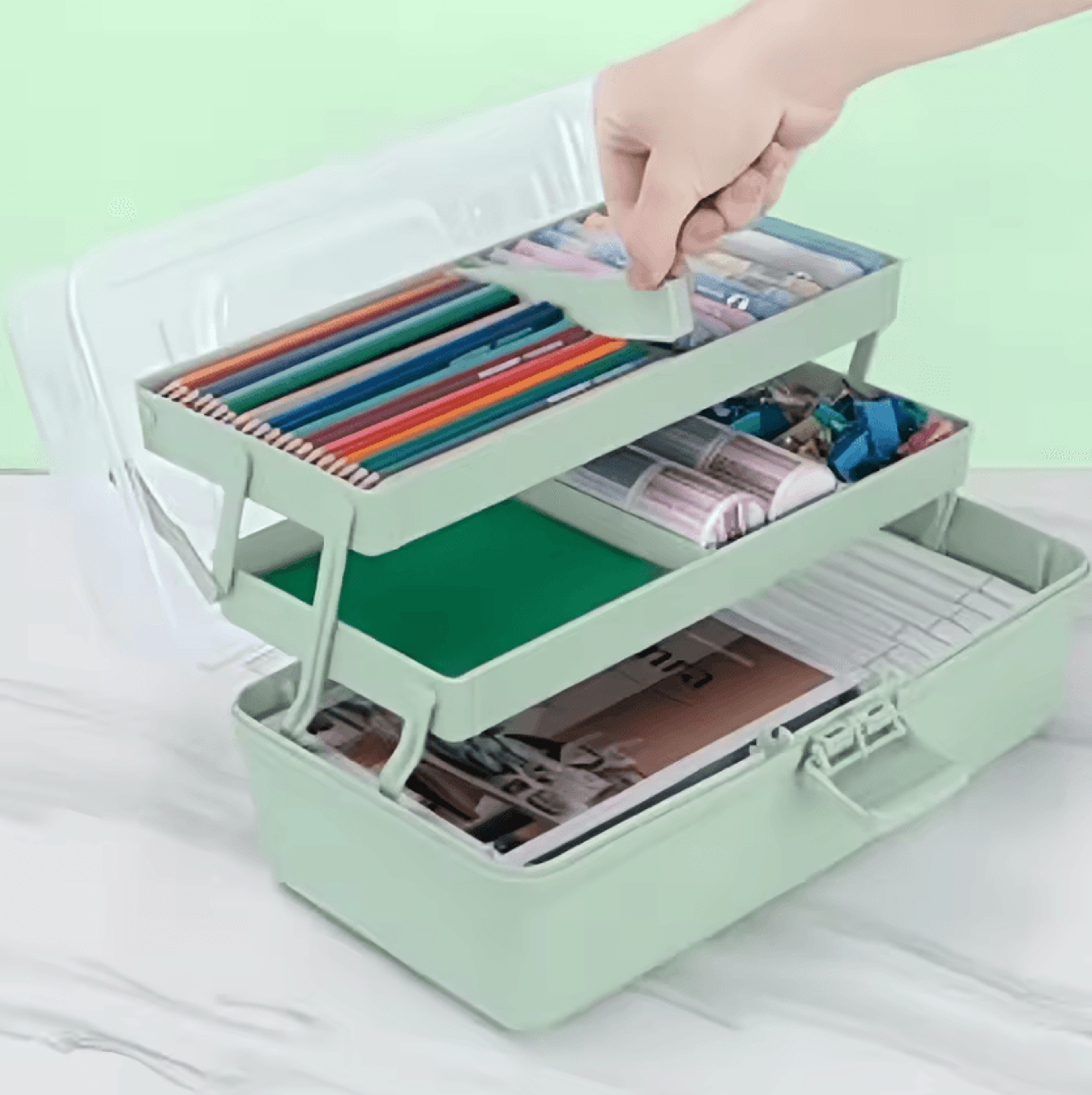 3 Layer Portable Craft Organizer Box With Adjustable Dividers 3