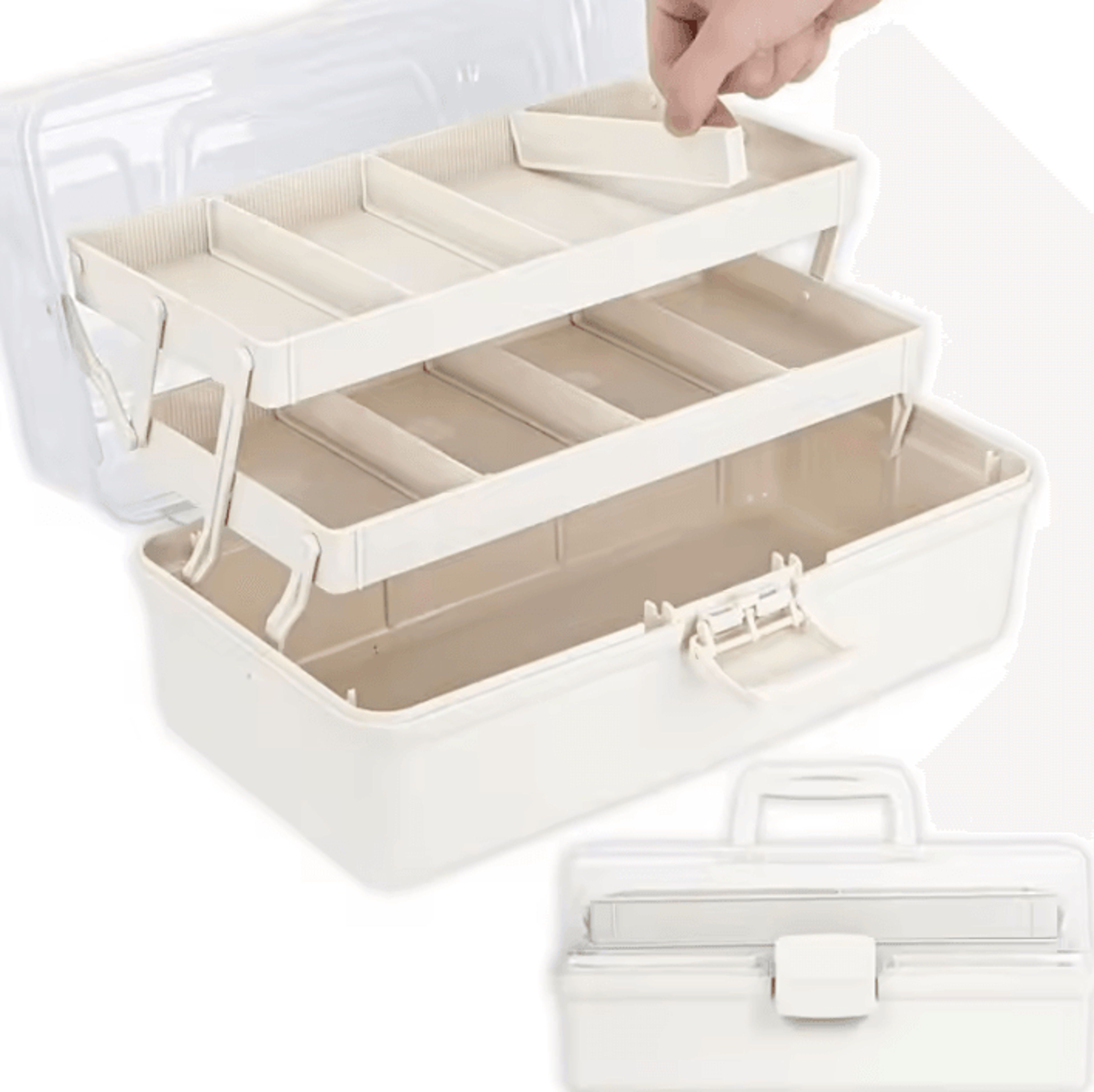 3 Layer Portable Craft Organizer Box With Adjustable Dividers 0