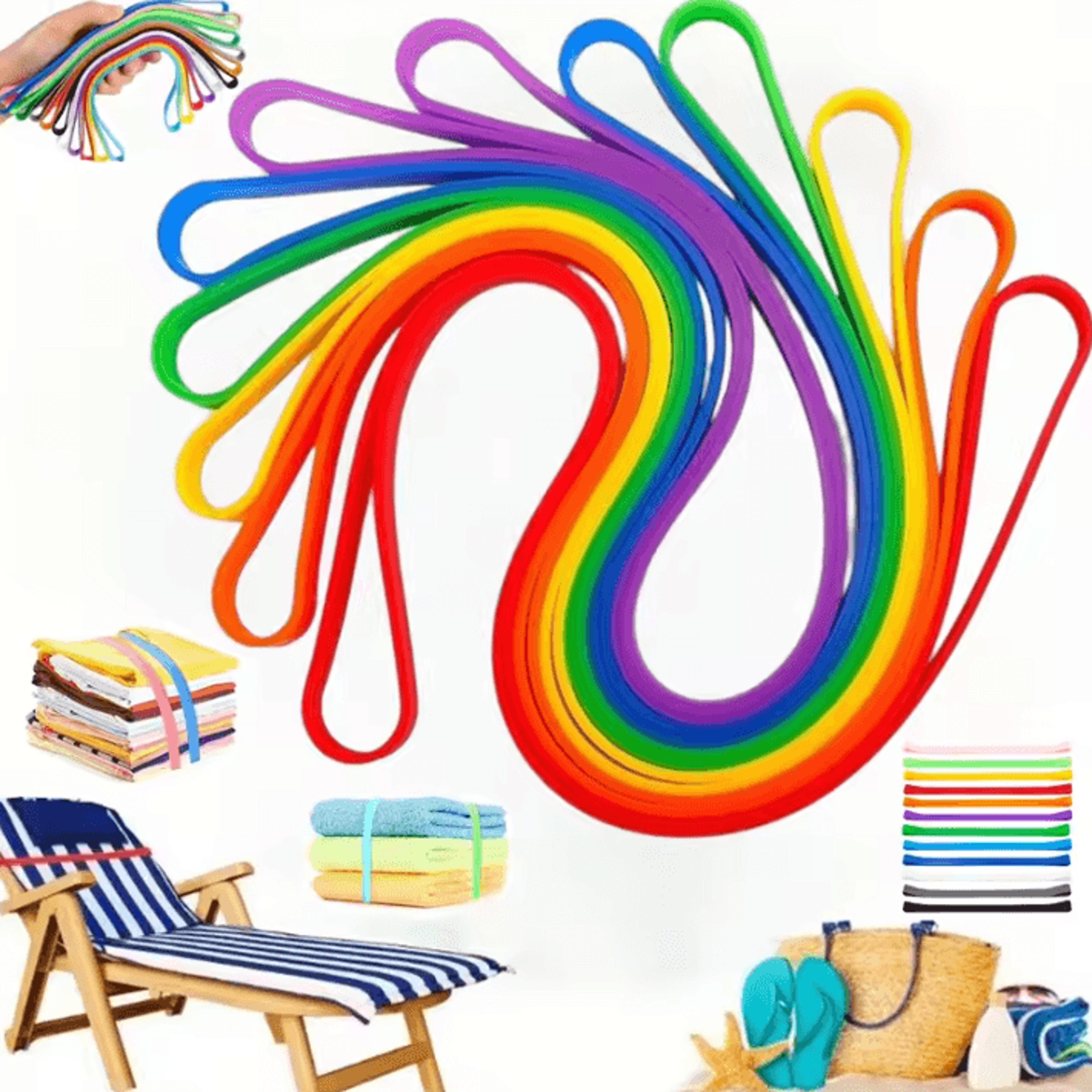 Elastic Windproof Beach Towel Bands For Chairs And Cruise Loungers 0