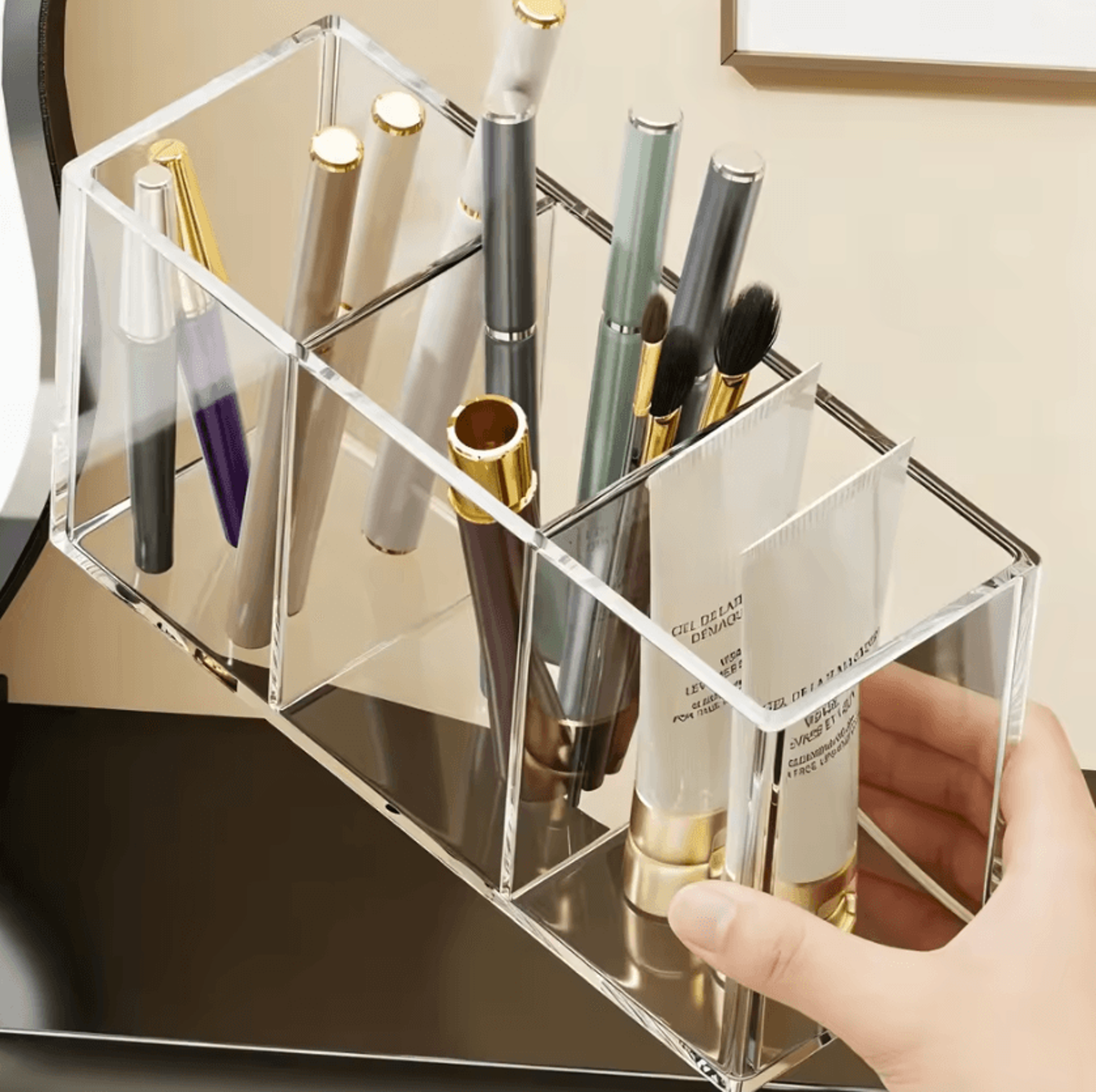 Clear Makeup Brush Holder Organizer With 1 2 Or 3 Slots 1