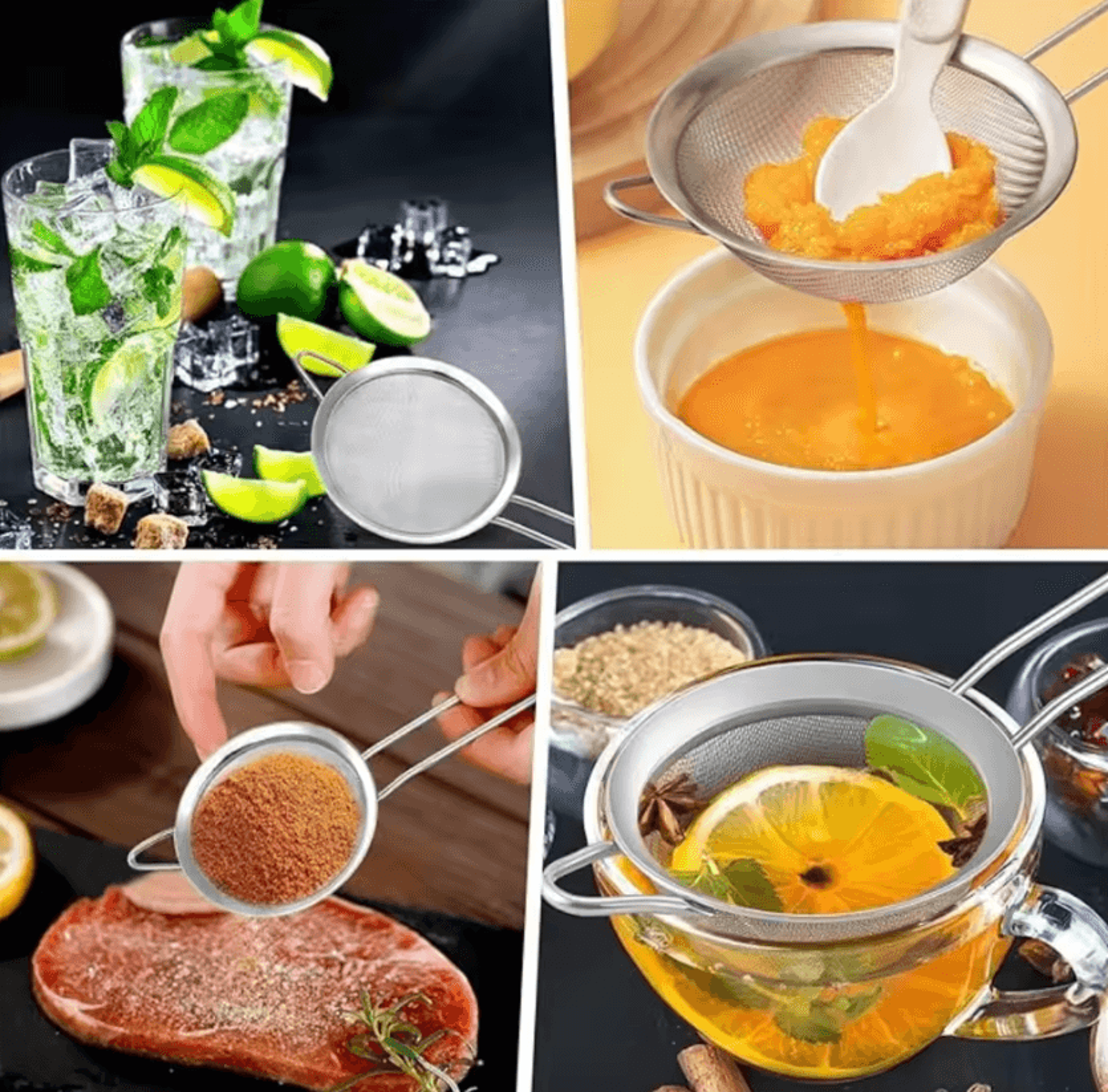 3Pcs Stainless Steel Extra Fine Mesh Strainer Set 3