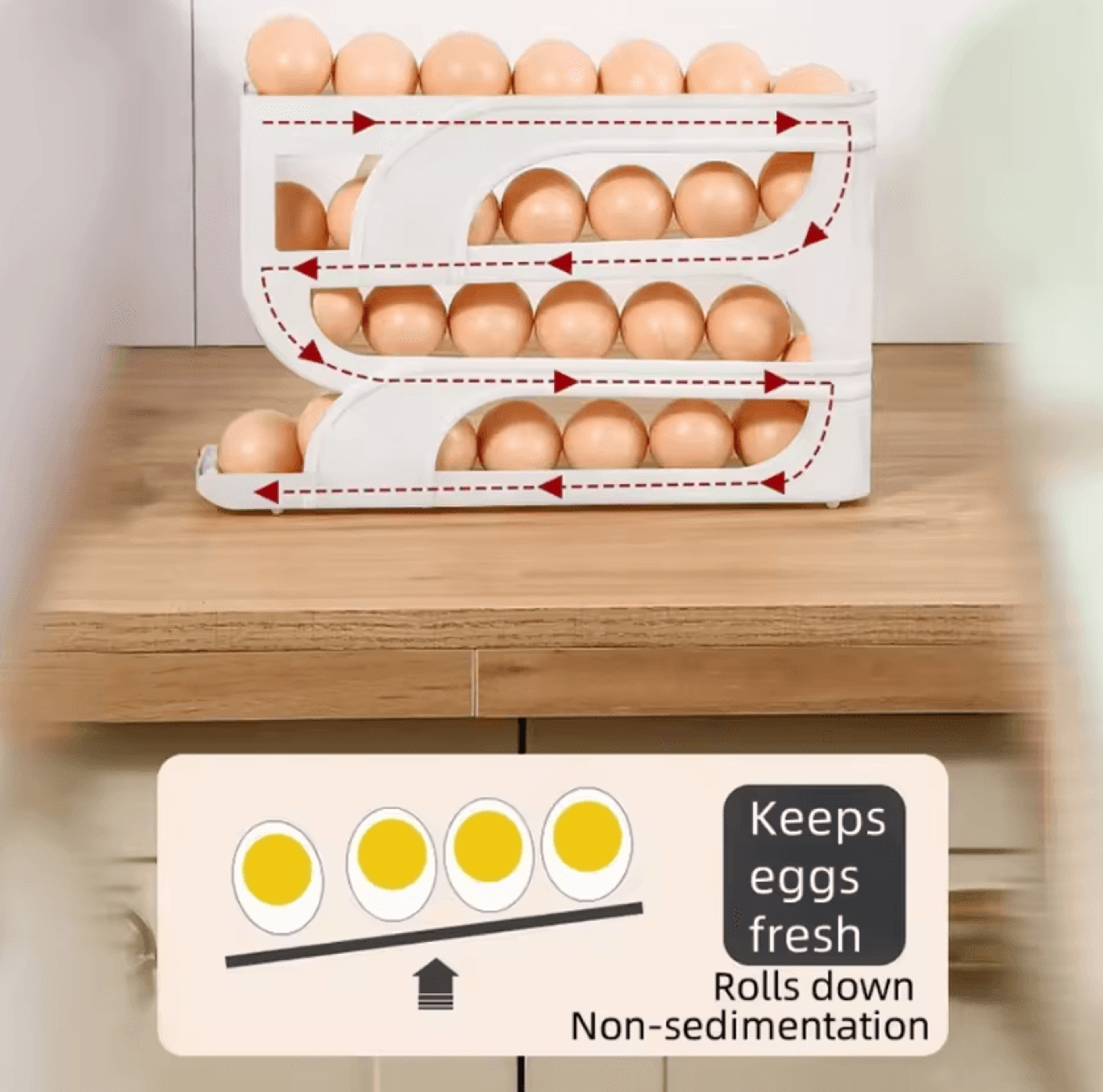 Automatic Rolling Egg Dispenser Tray For Refrigerator 3