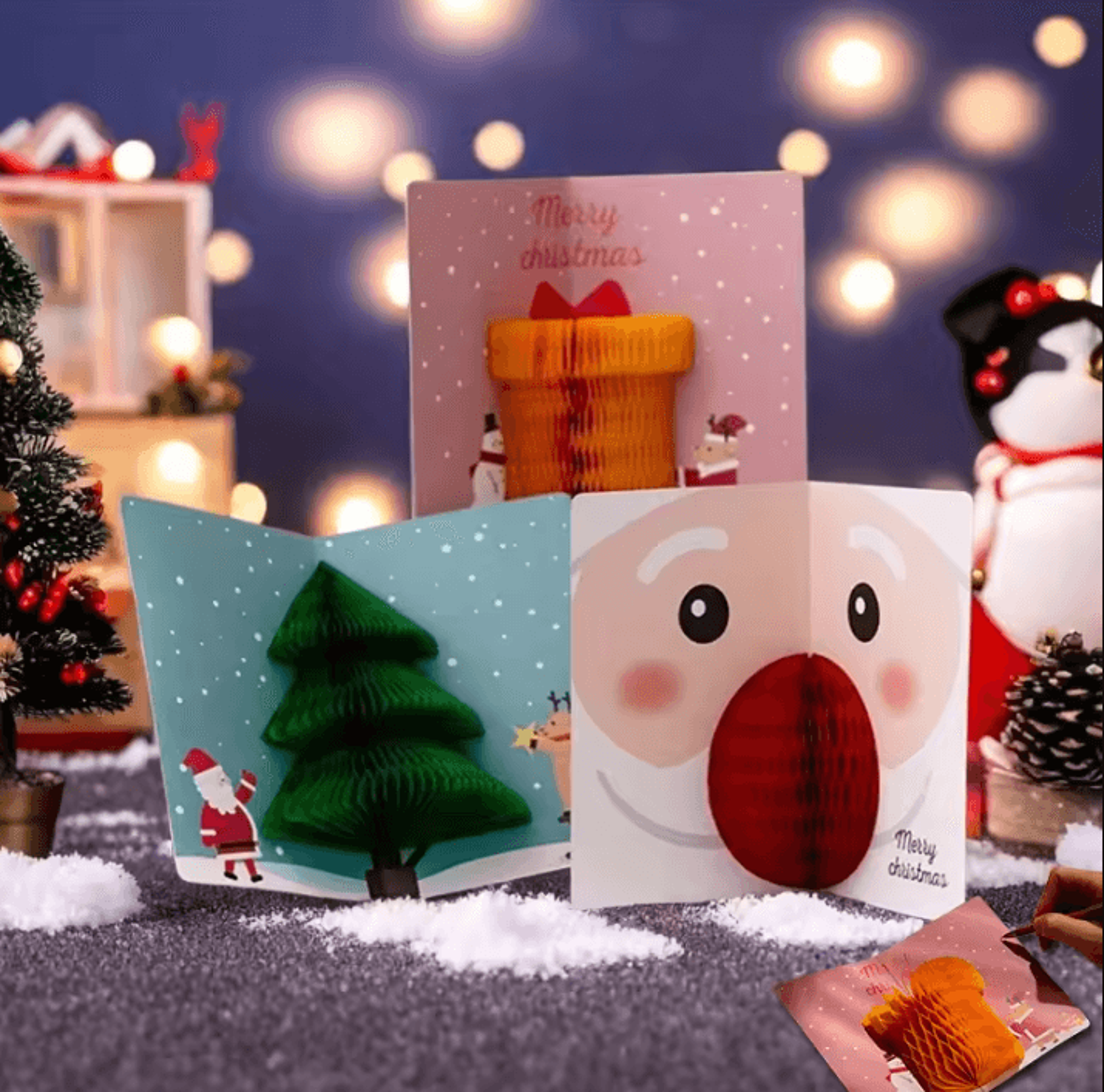 3D Pop Up Christmas Cards With Envelopes And Sealing Stickers 0