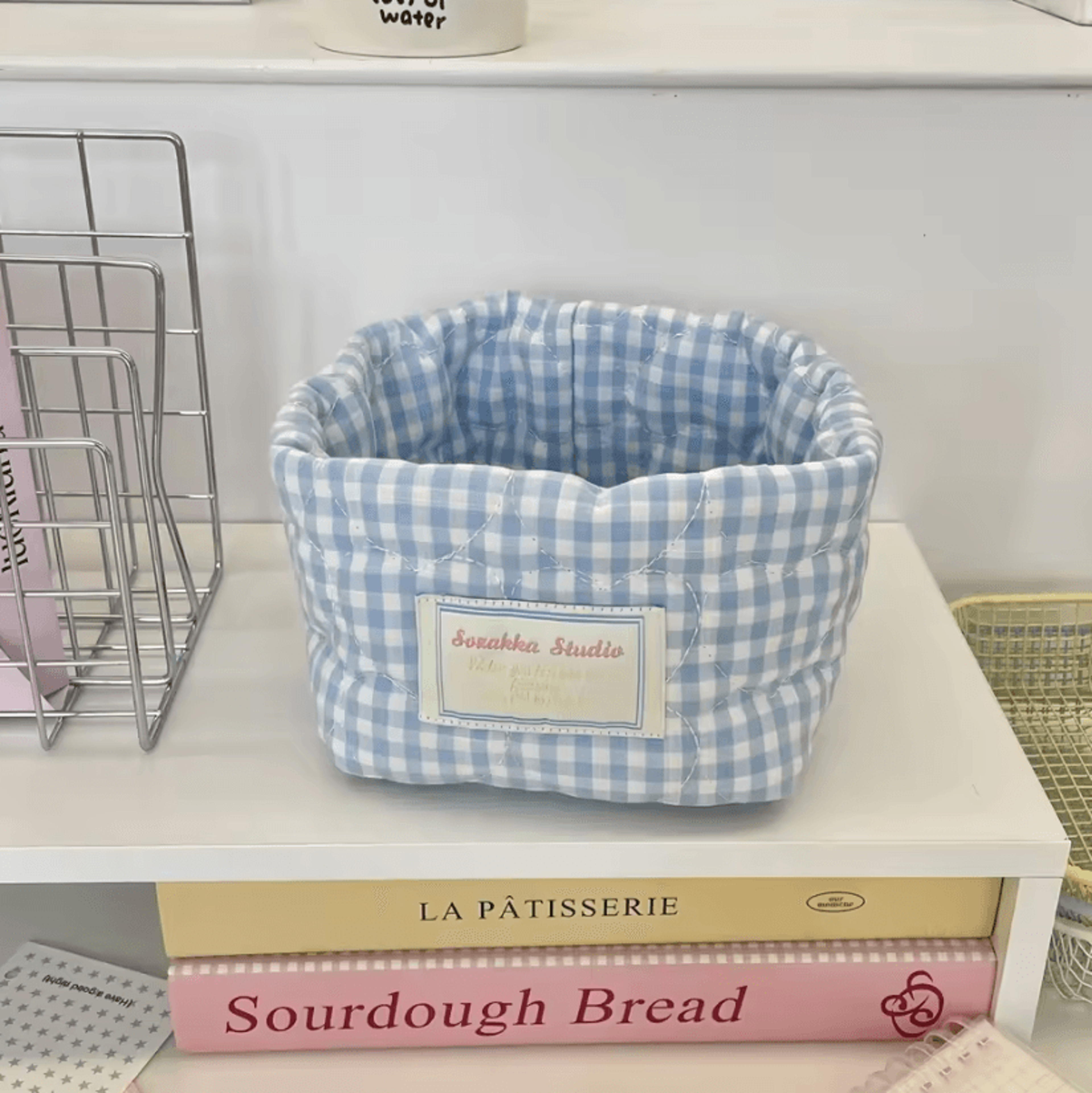 Checkered Heart Foldable Quilted Storage Basket 7
