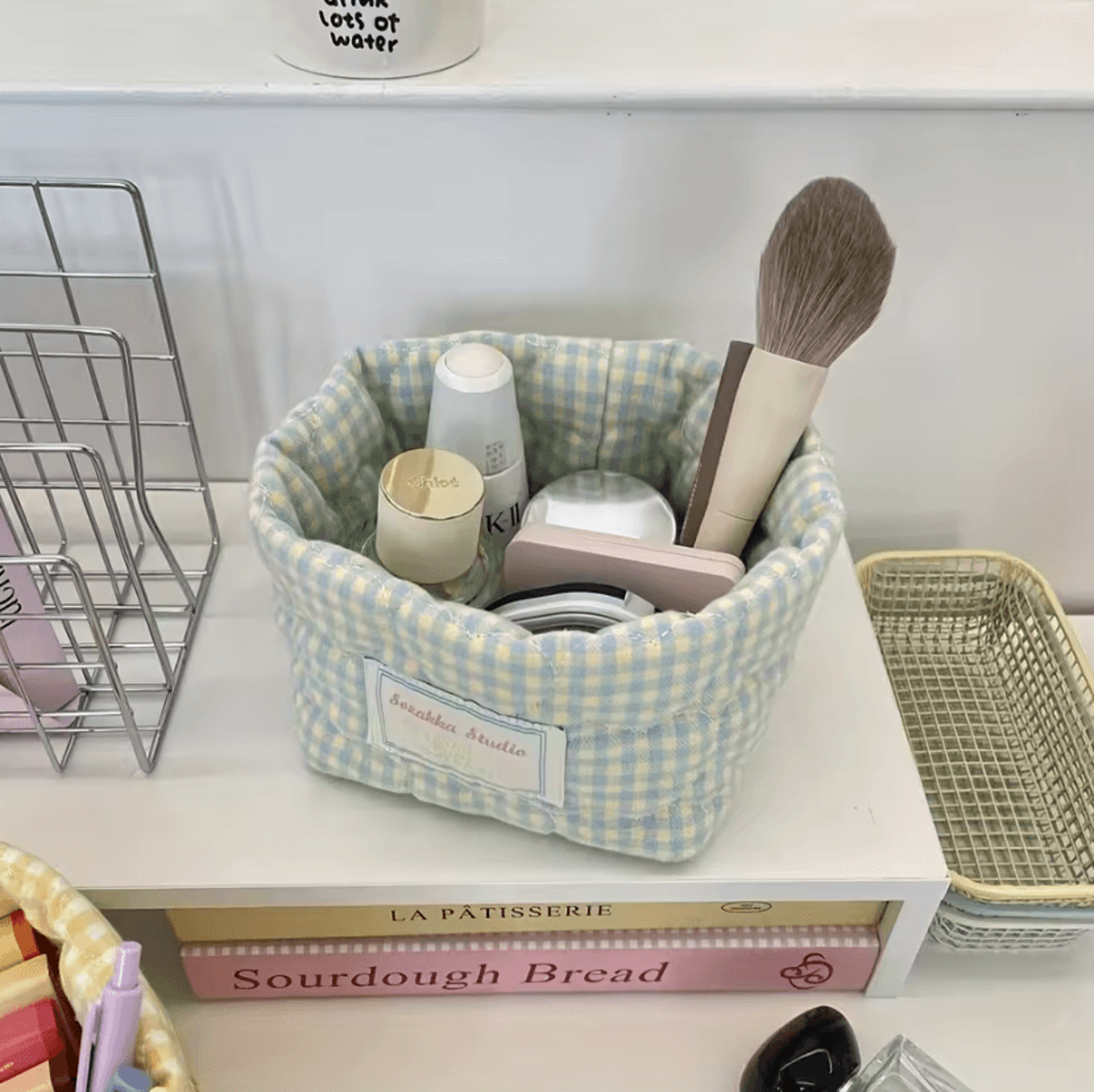 Checkered Heart Foldable Quilted Storage Basket 2