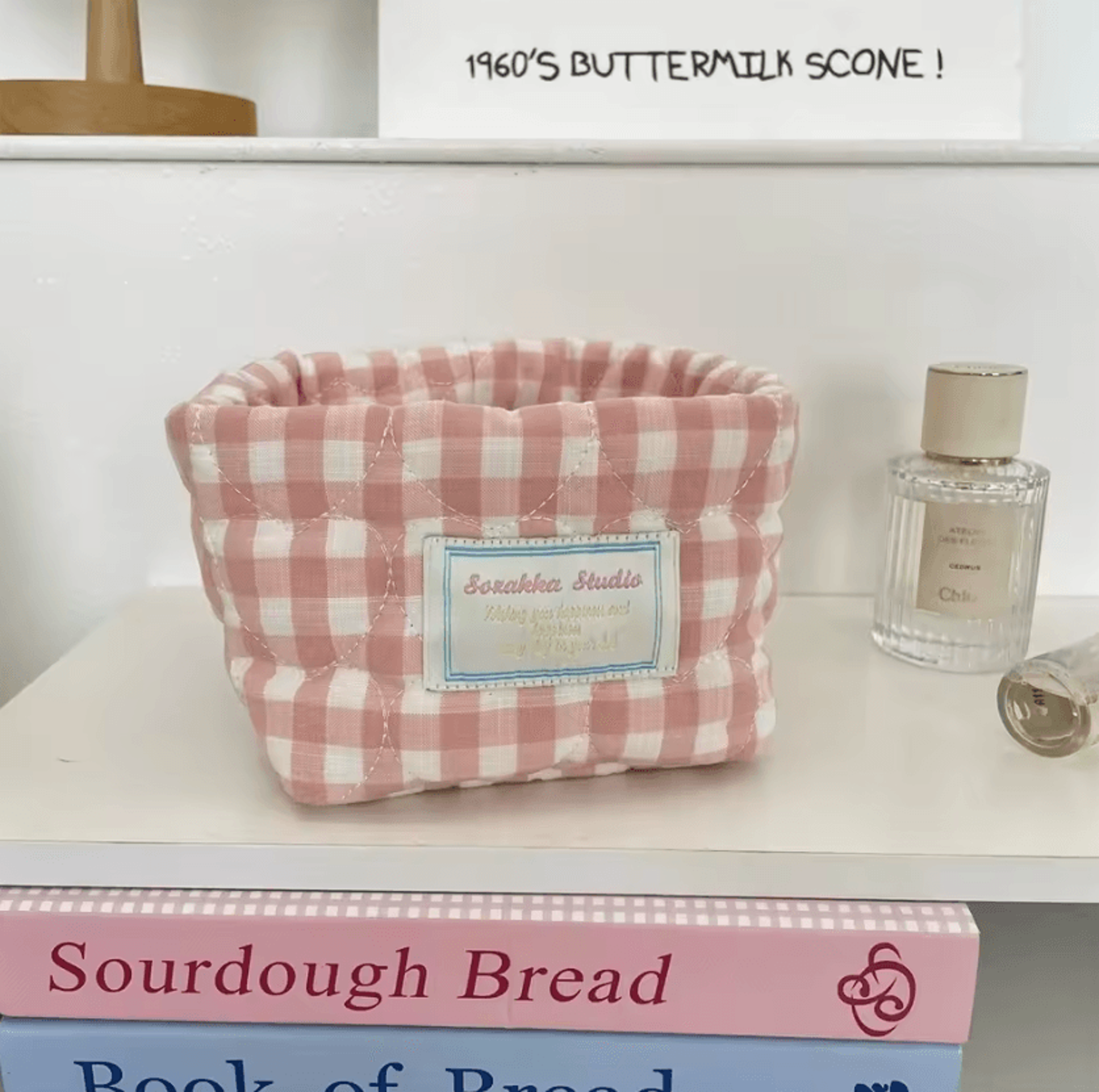 Checkered Heart Foldable Quilted Storage Basket 8