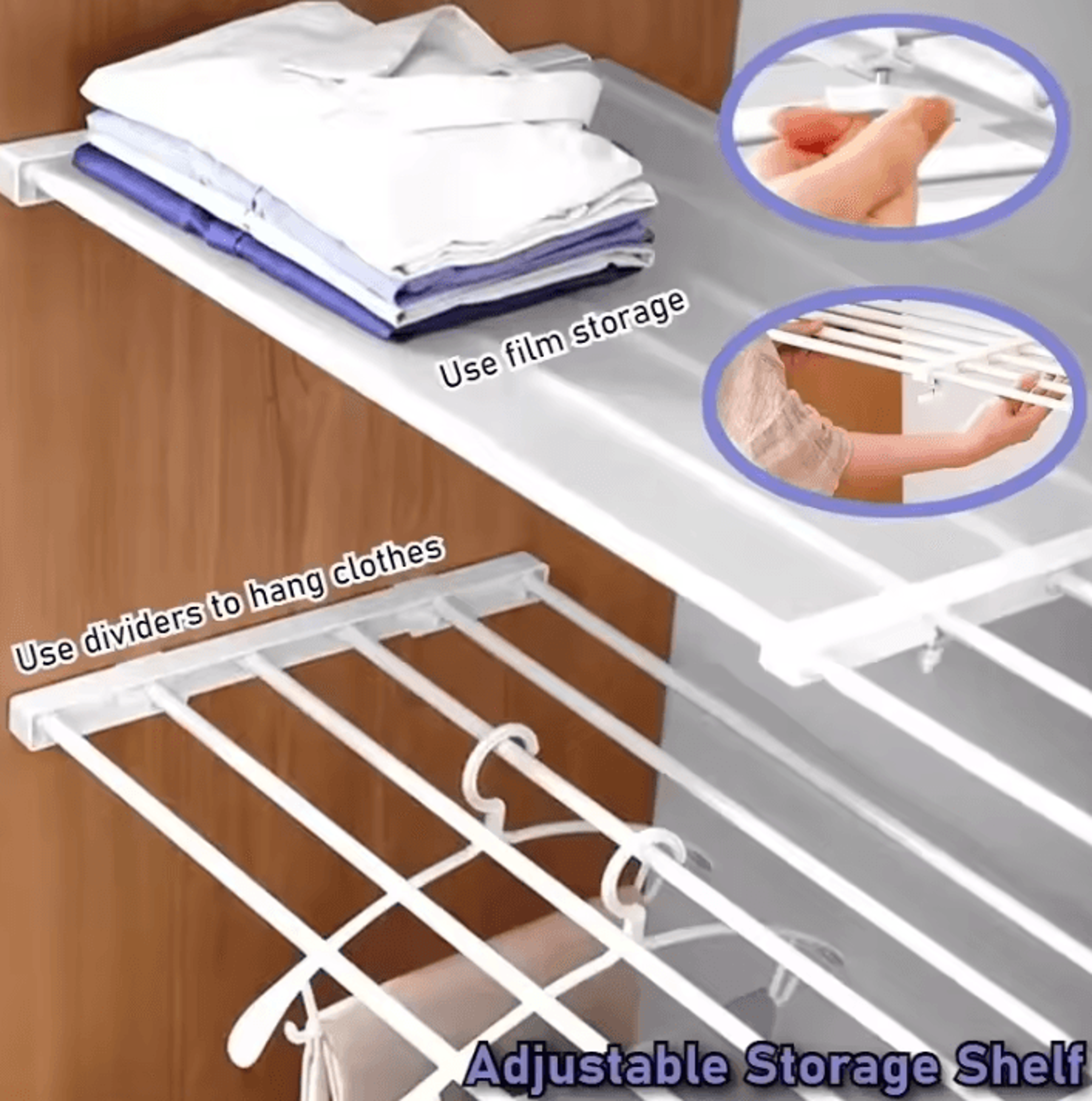 Expandable Closet Tension Shelf And Adjustable Storage Rack 2