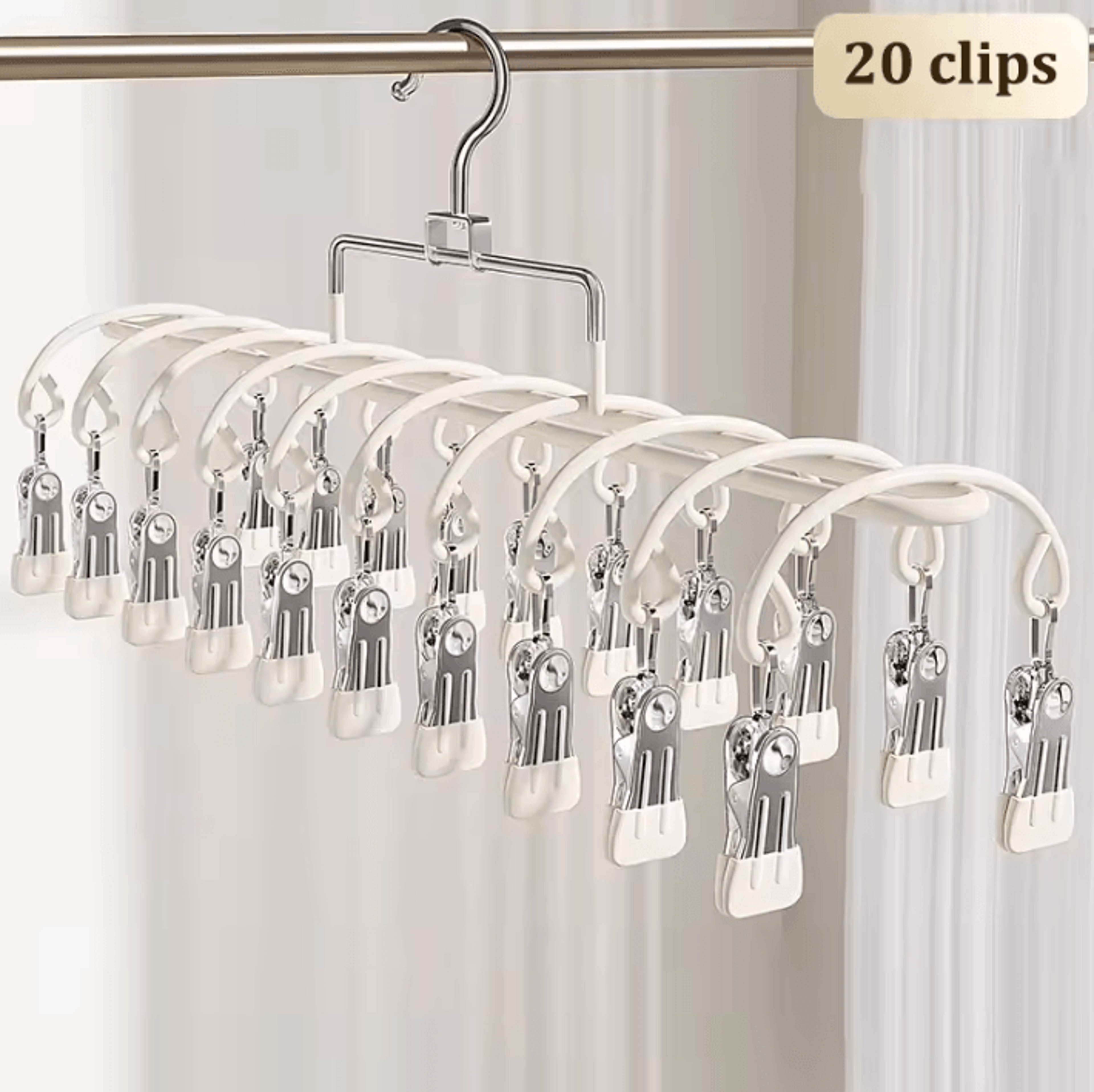 20 Clip Portable Sock Drying Rack Stainless Steel Laundry Hanger 3