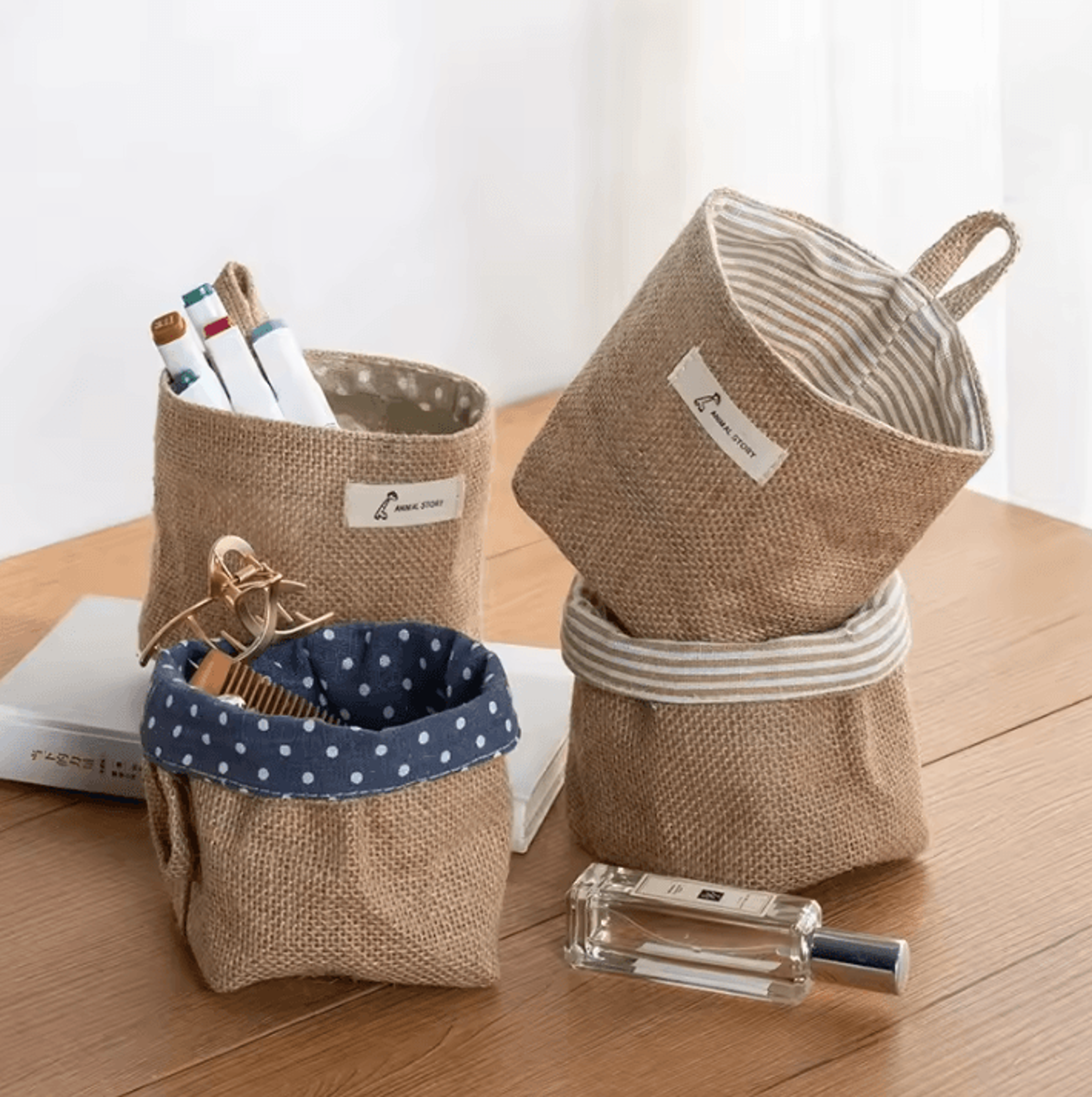 Cotton Linen Wall Hanging Storage Basket 0