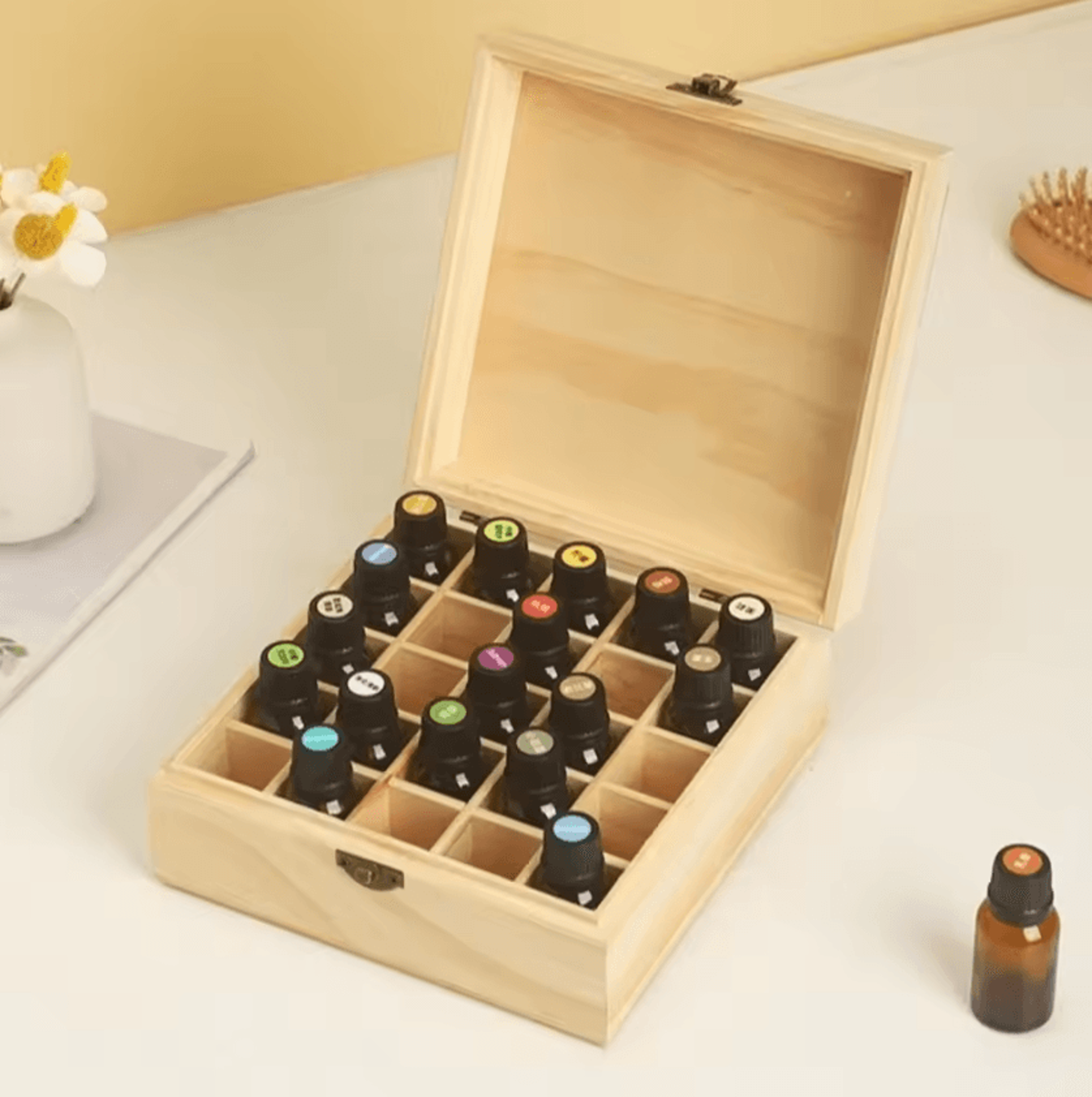 Wooden Essential Oil Storage Box With Multiple Slots 1