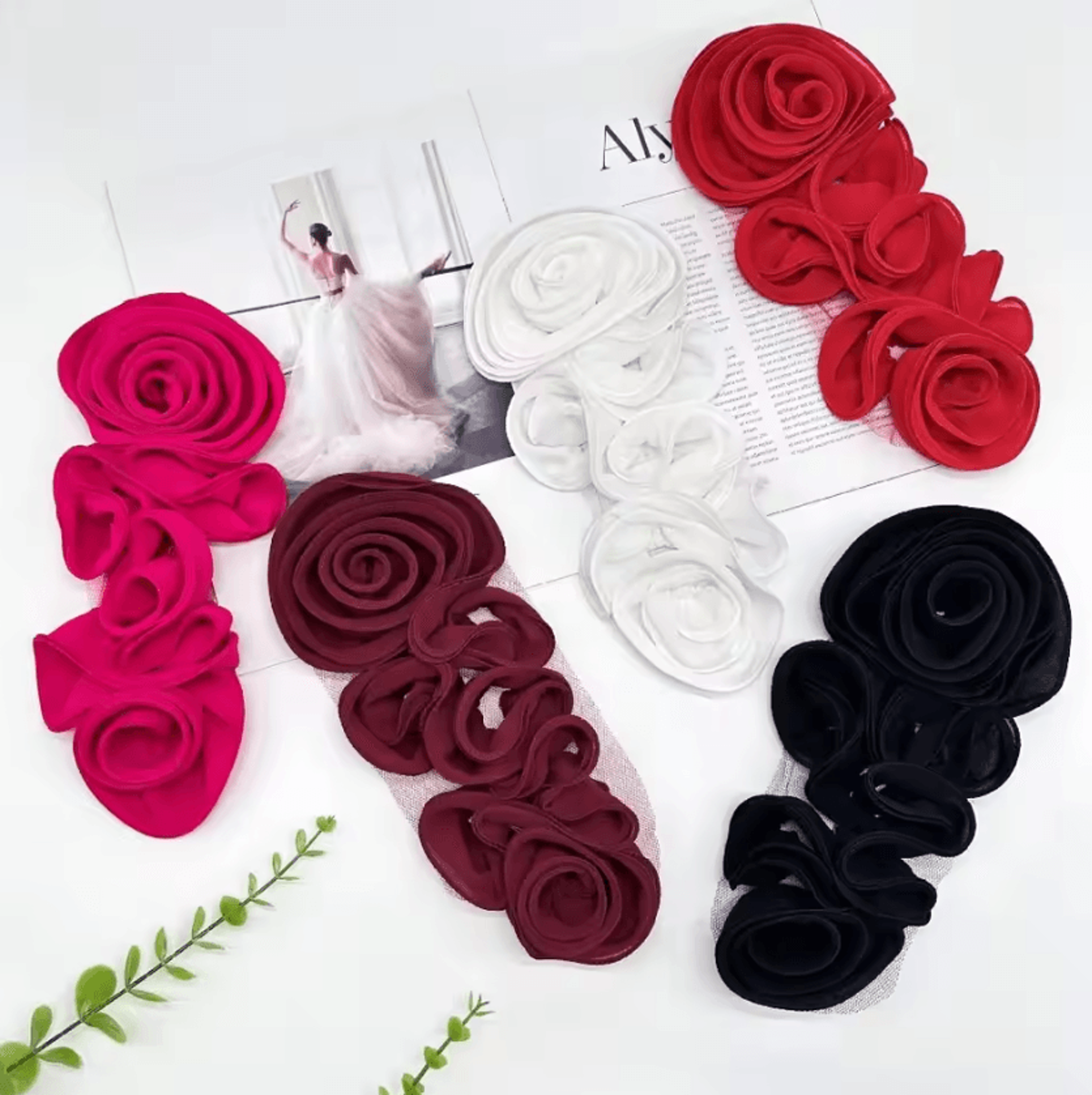 3D Folded Fabric Flower Applique For Dresses And Crafts 1