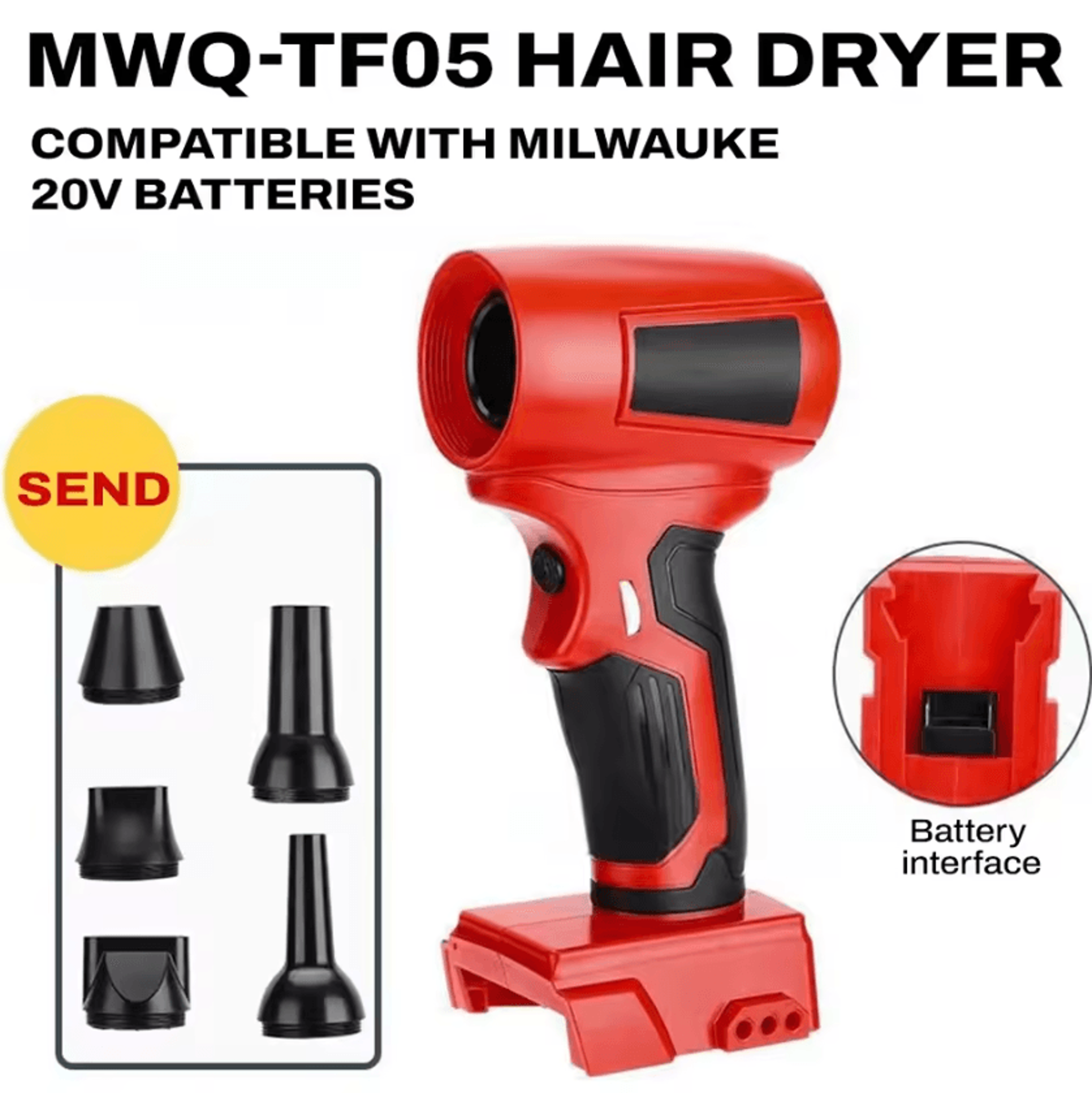 210W High Speed Mini Jet Blower For Milwaukee 18V Battery 5