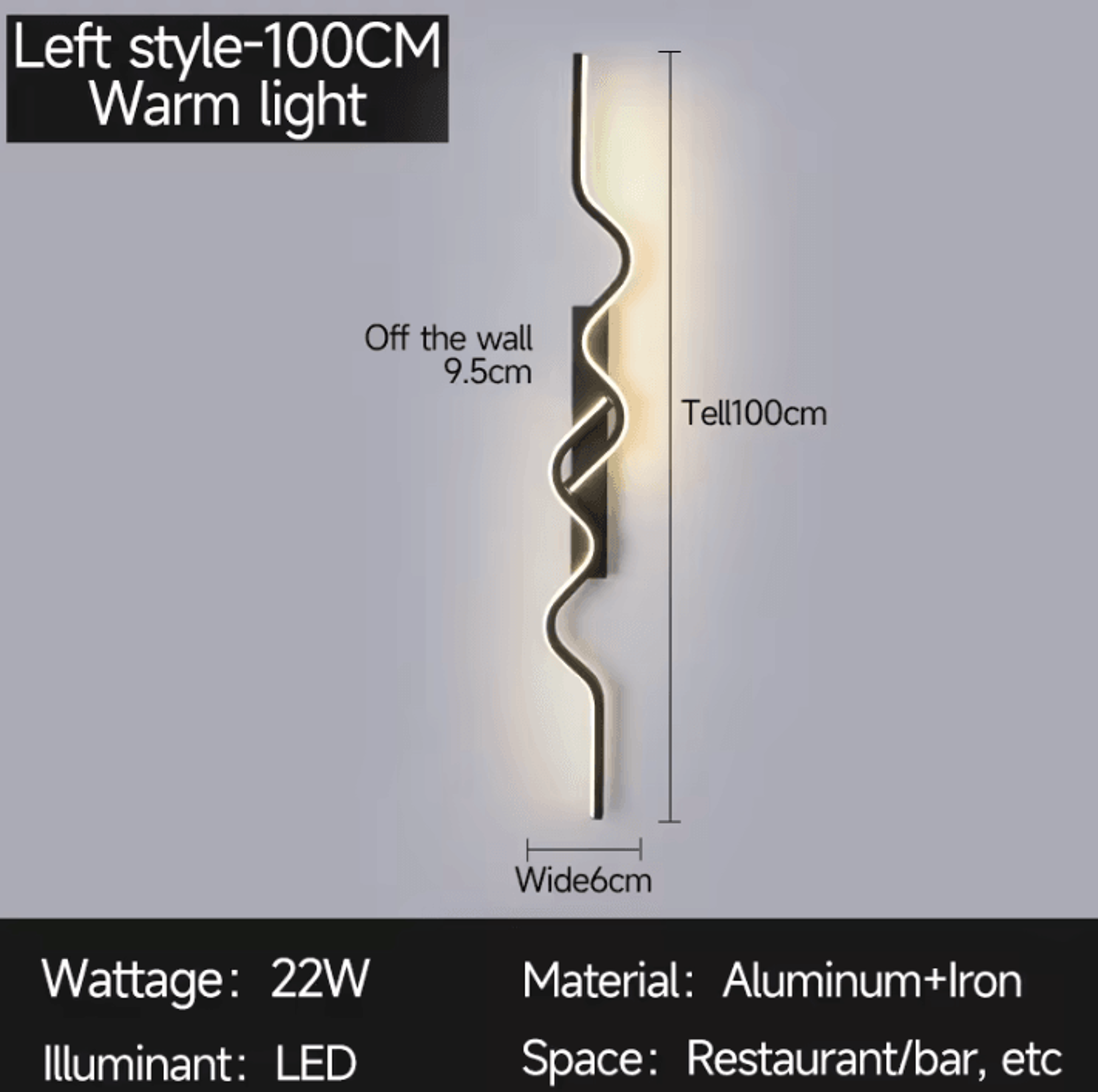 Modern Black Irregular Long Strip LED Wall Lamp 8