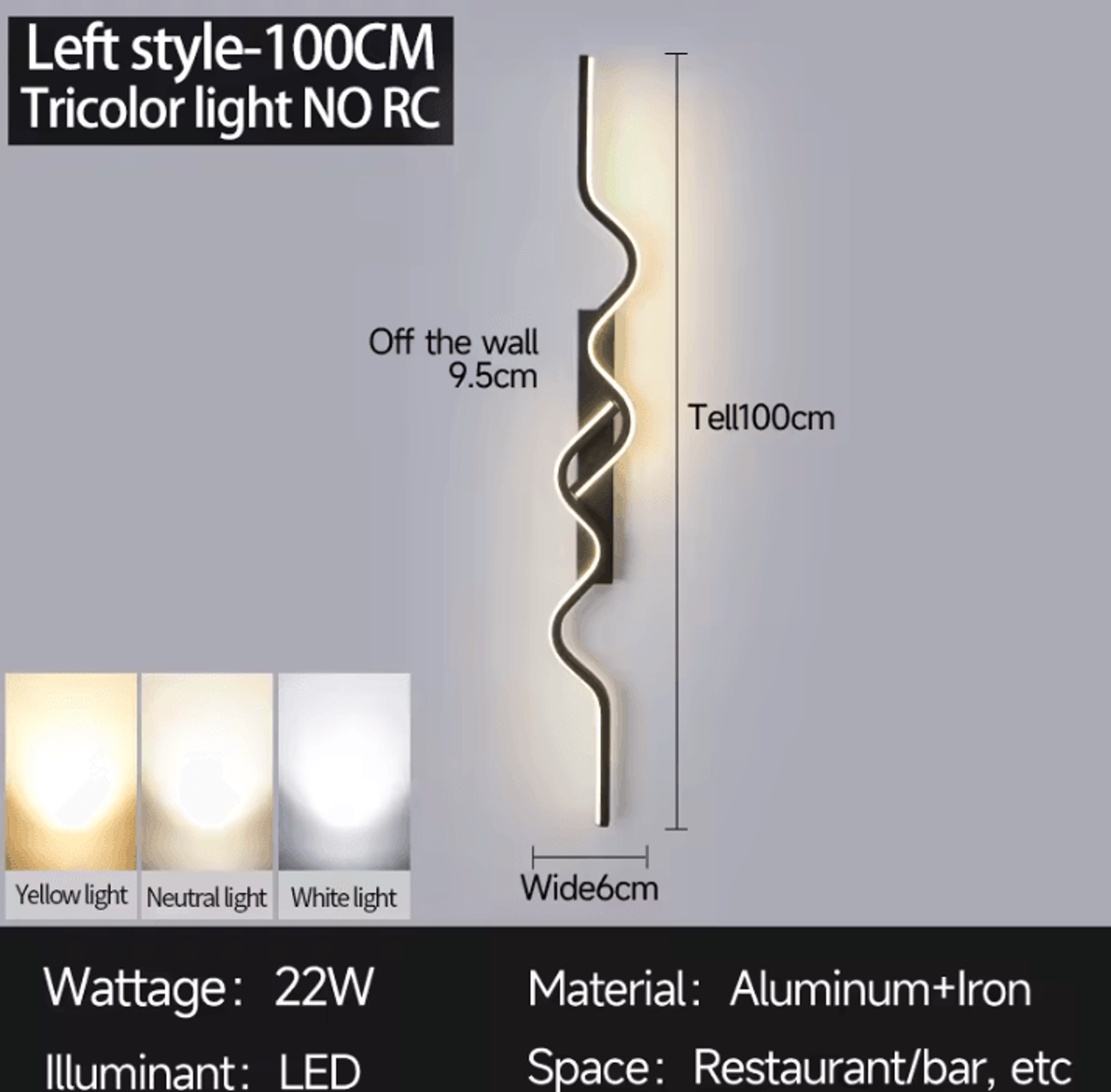 Modern Black Irregular Long Strip LED Wall Lamp 7