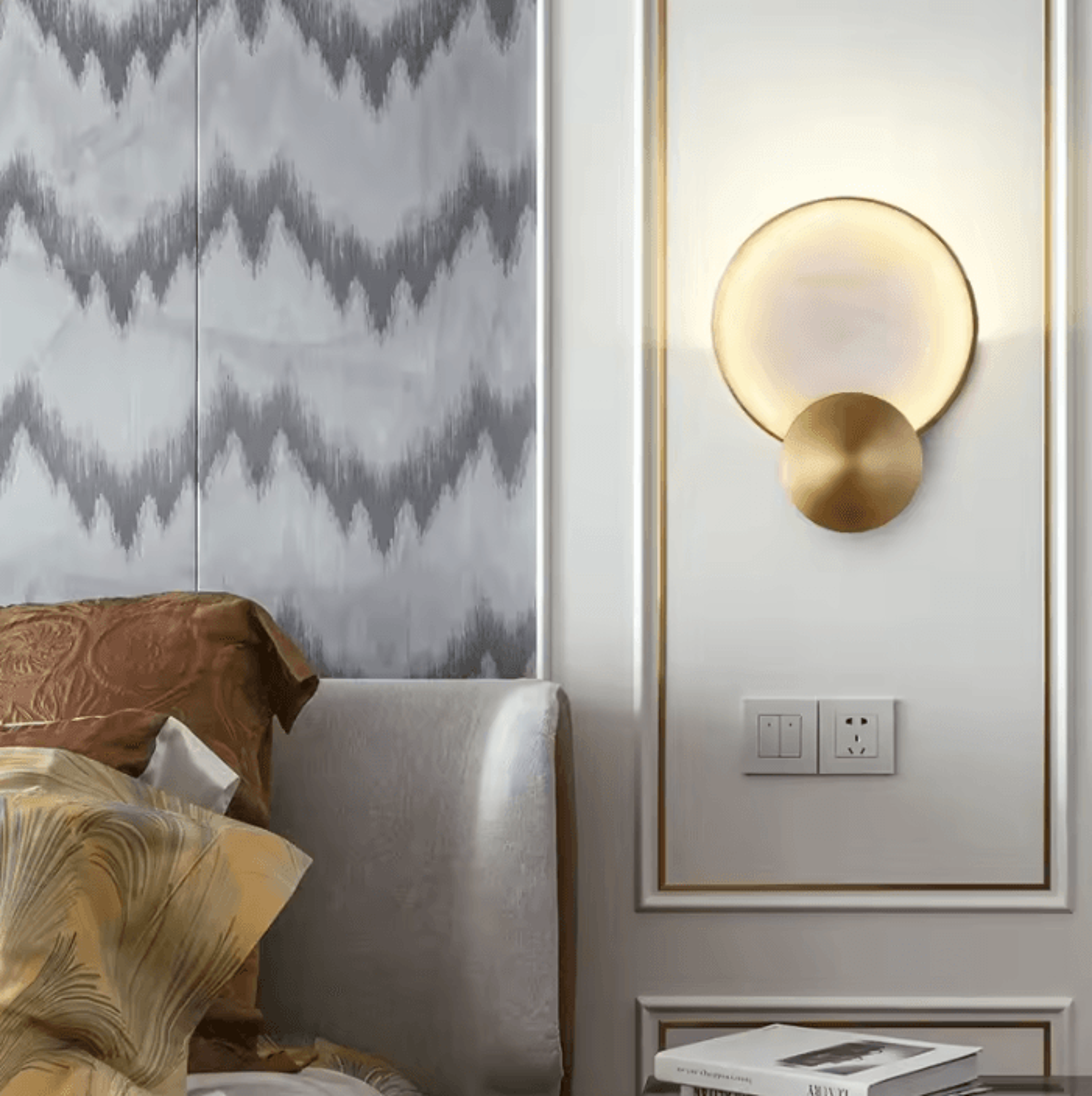 Round Marble Copper LED Wall Lamp 1