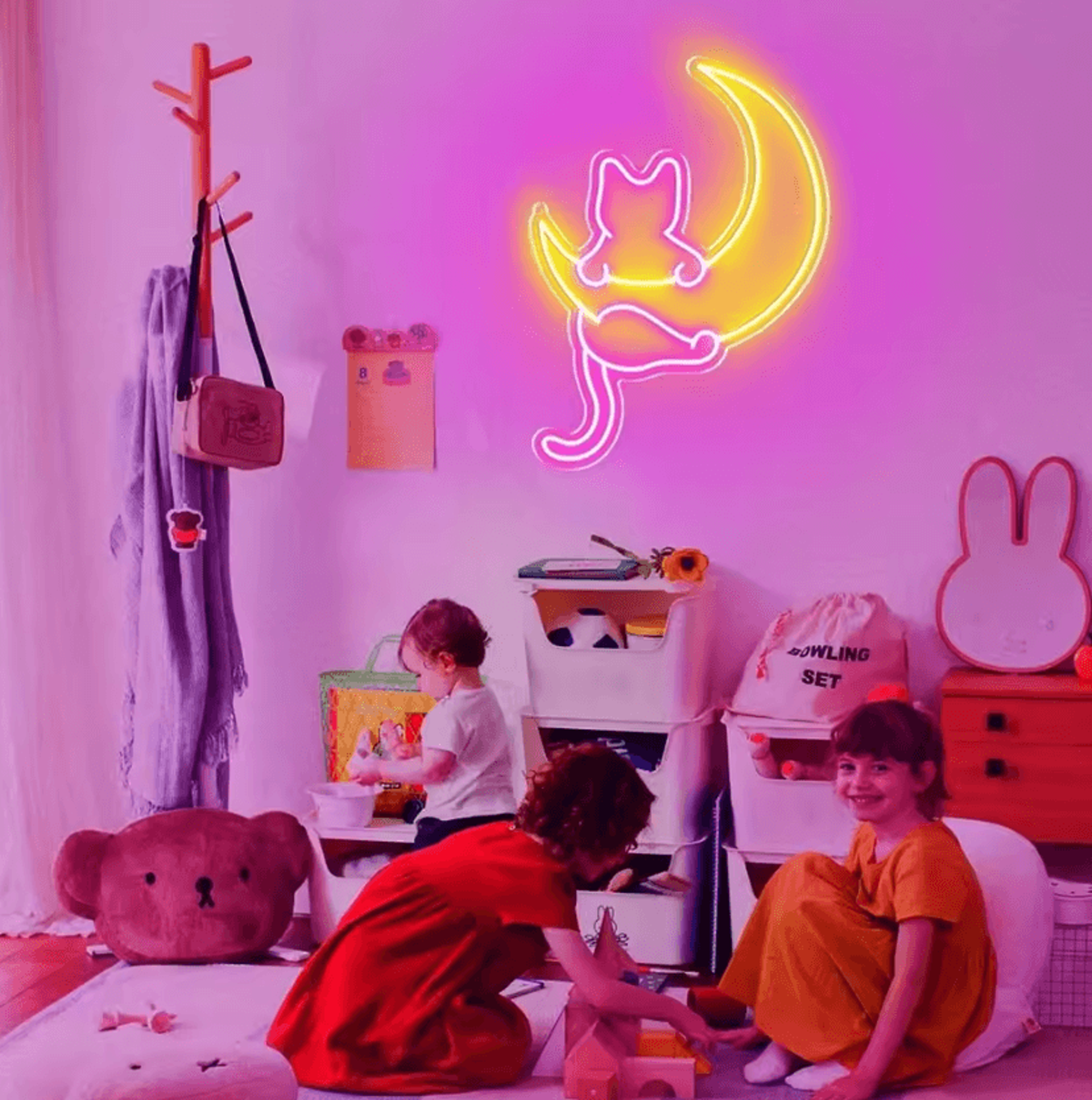 Animated Cat Moon LED Neon Sign 4