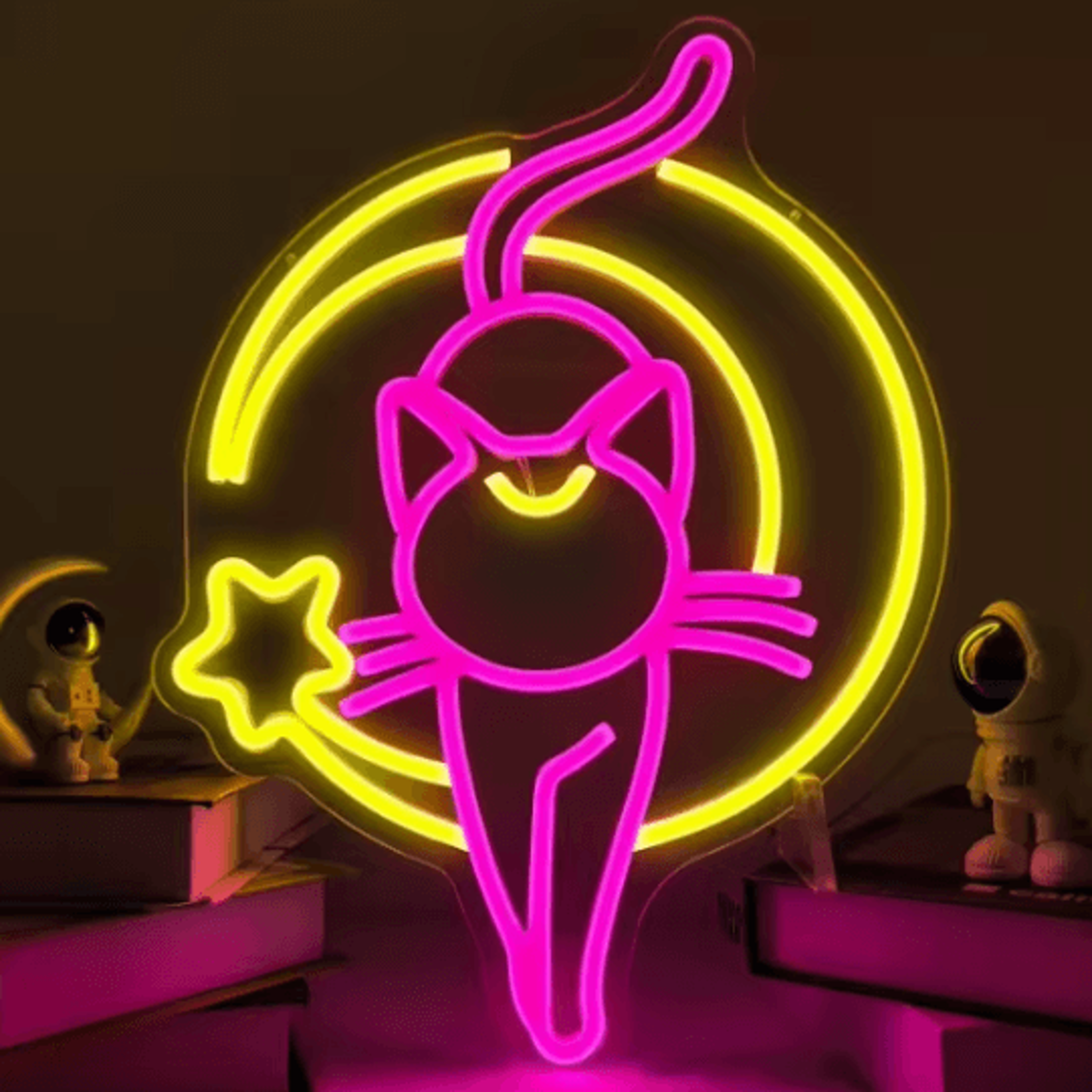 Animated Cat Moon LED Neon Sign 8