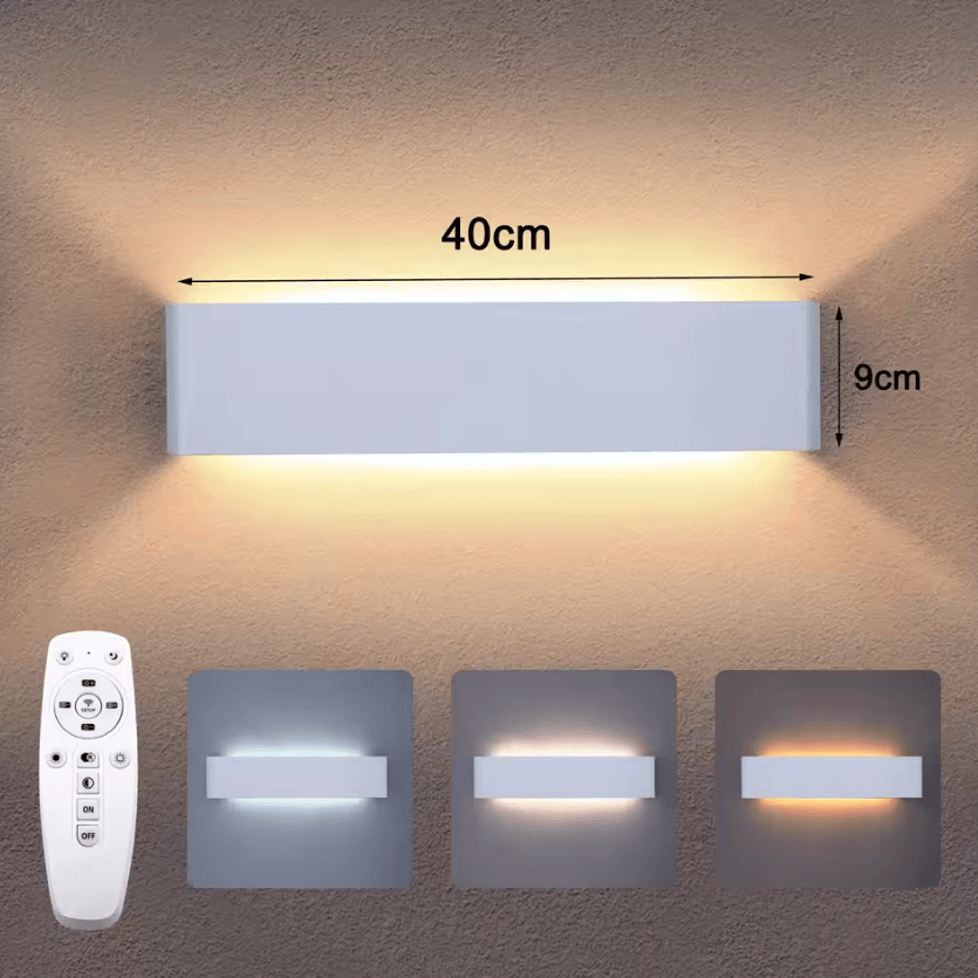 16W Remote Control Dimmable LED Wall Lamp 6