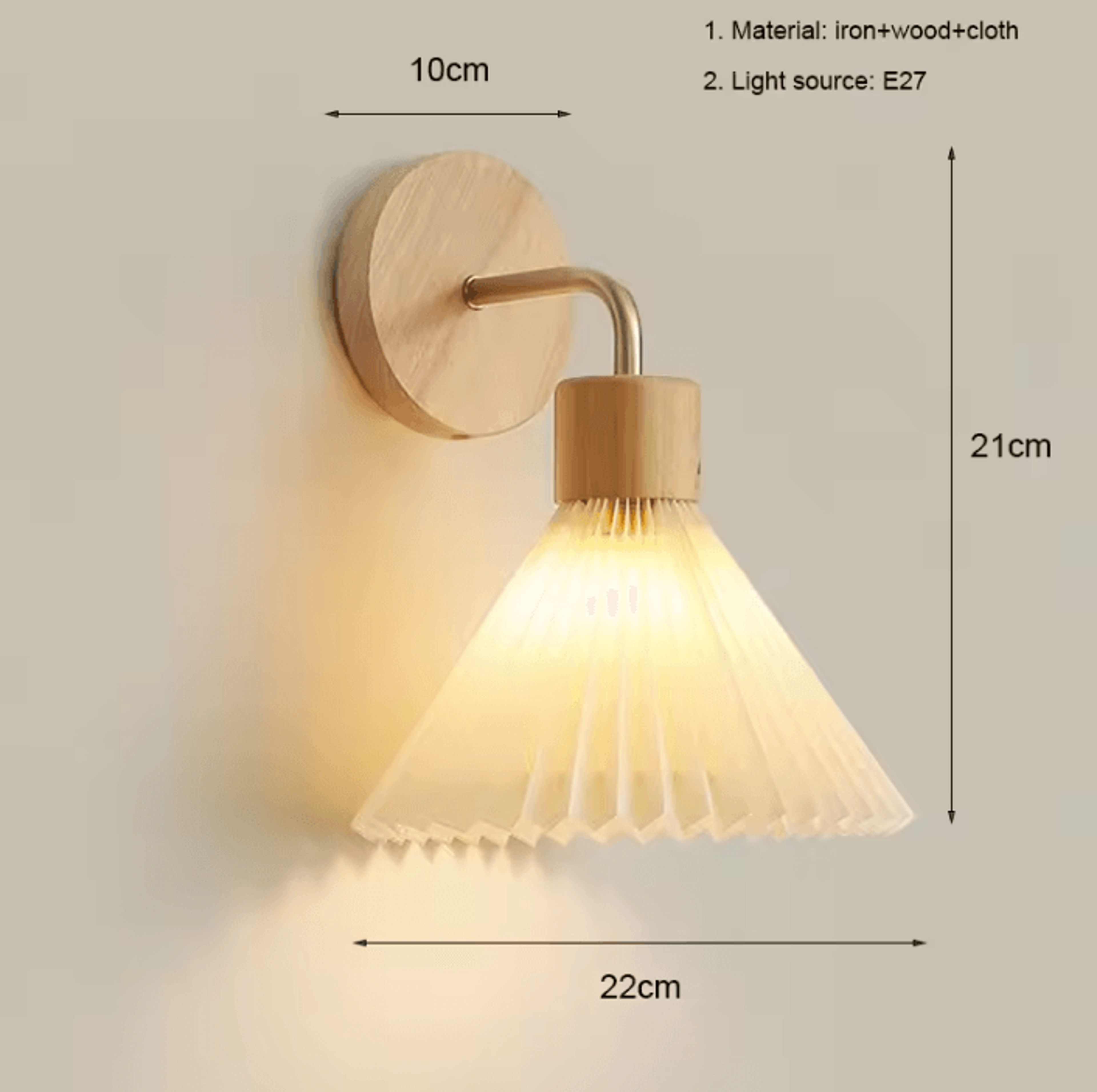 Nordic Wood E27 Bedside Wall Lamp 6