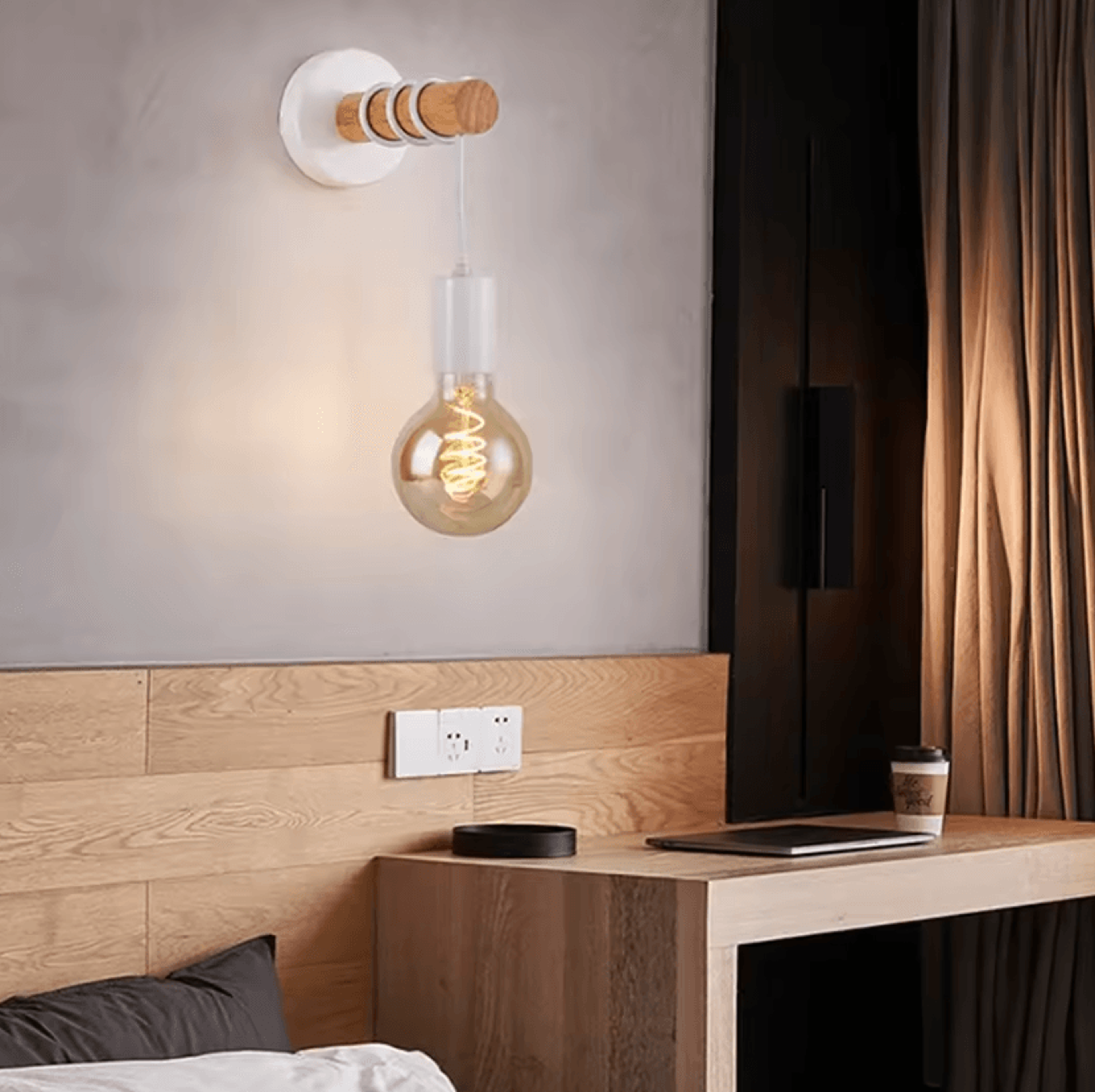Retro Wood E27 Wall Sconce 2