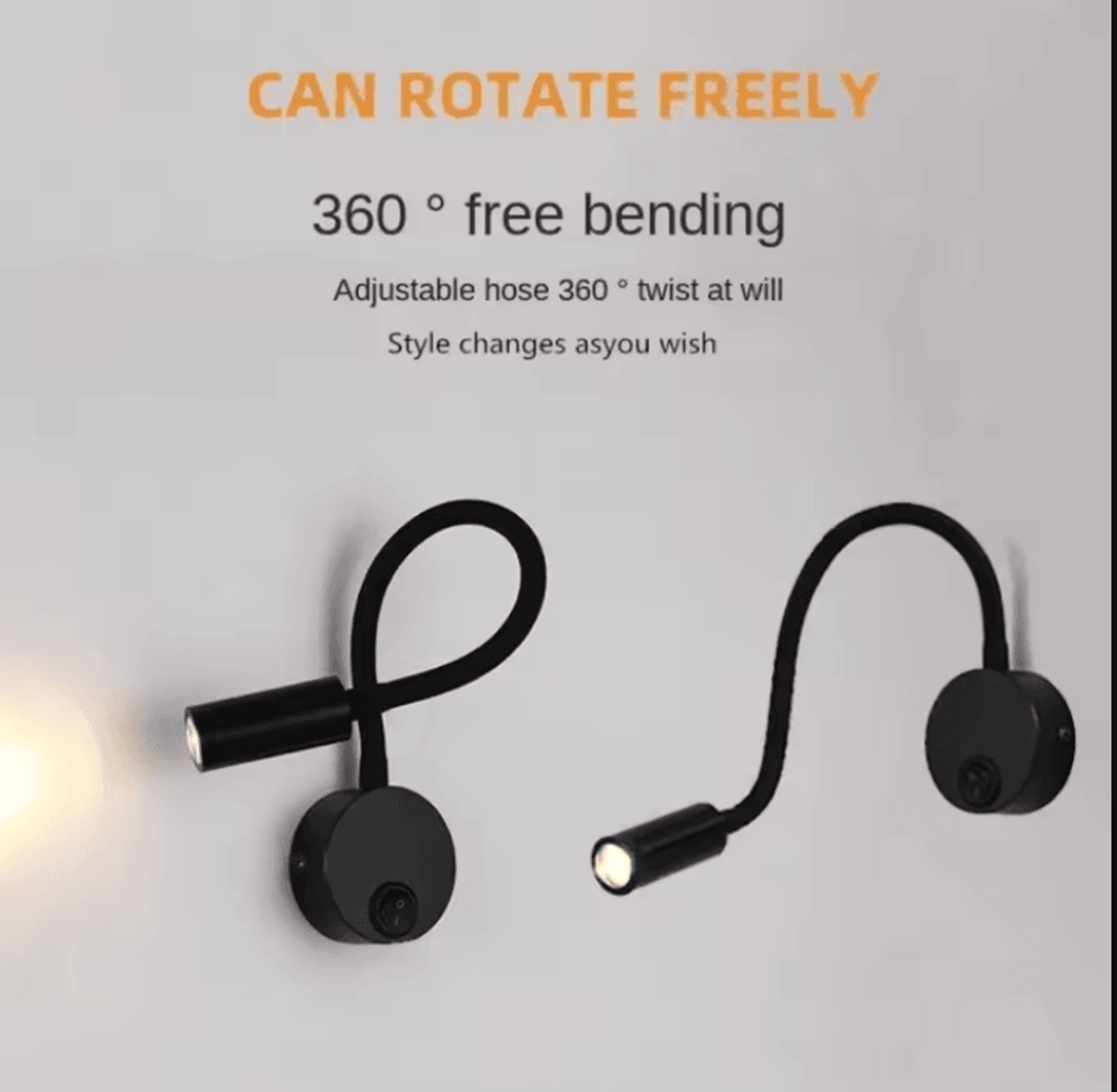 3W Rotatable Gooseneck LED Reading Wall Lamp 3