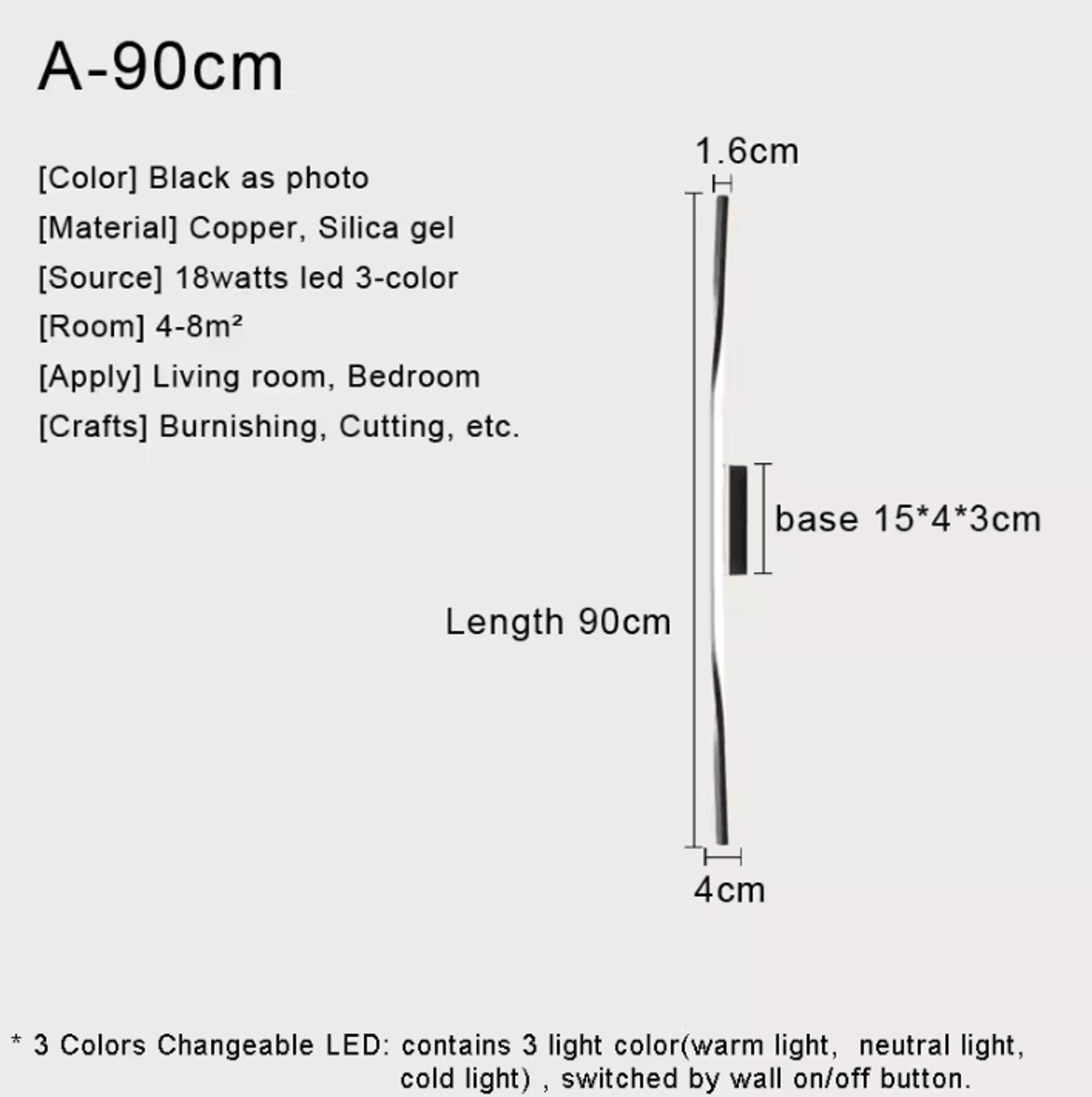 Nordic Copper LED Mirror Wall Light Modern Bedside Sconce 5