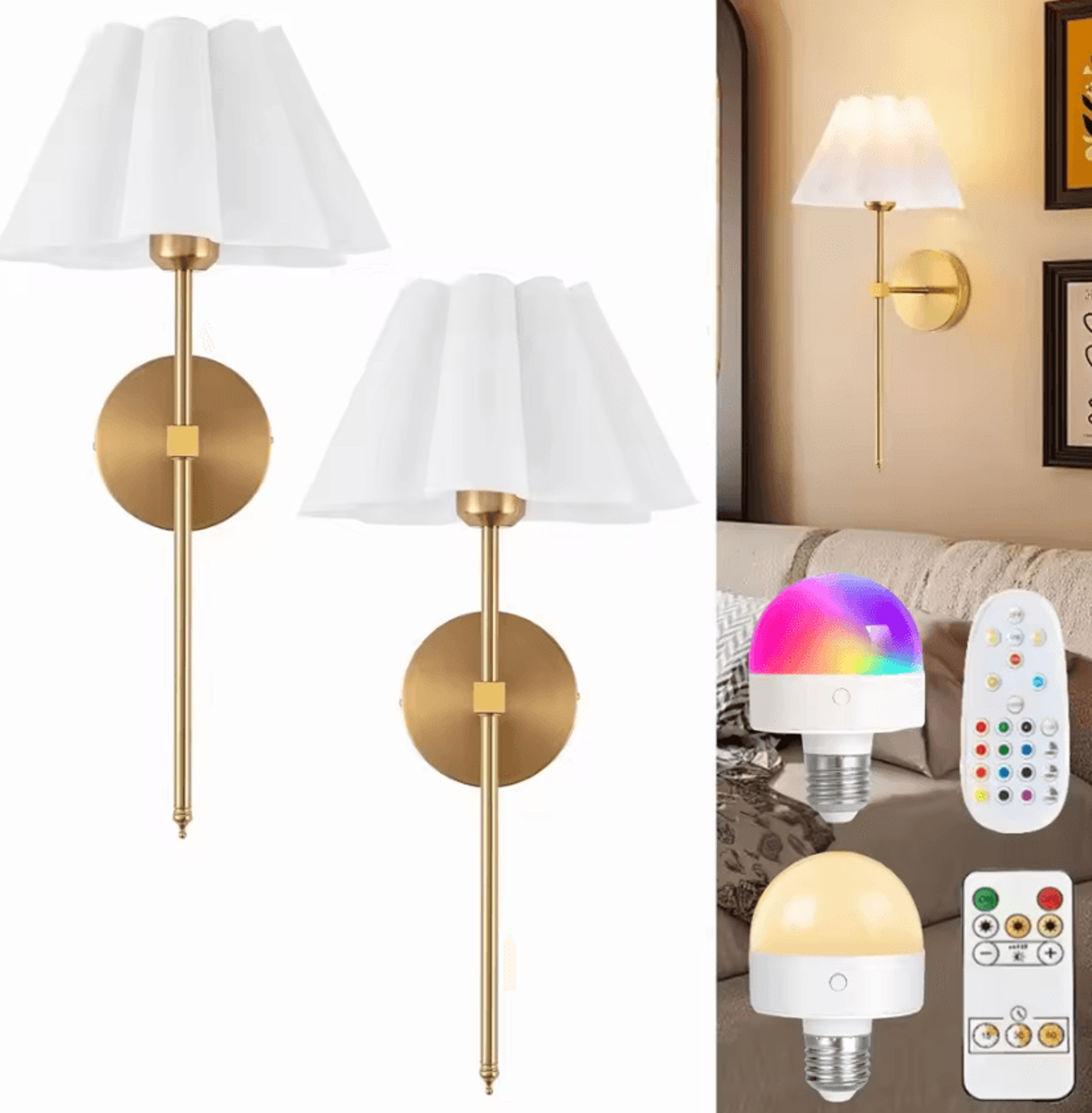 Wireless Rechargeable RGB Wall Light With Remote Control 4