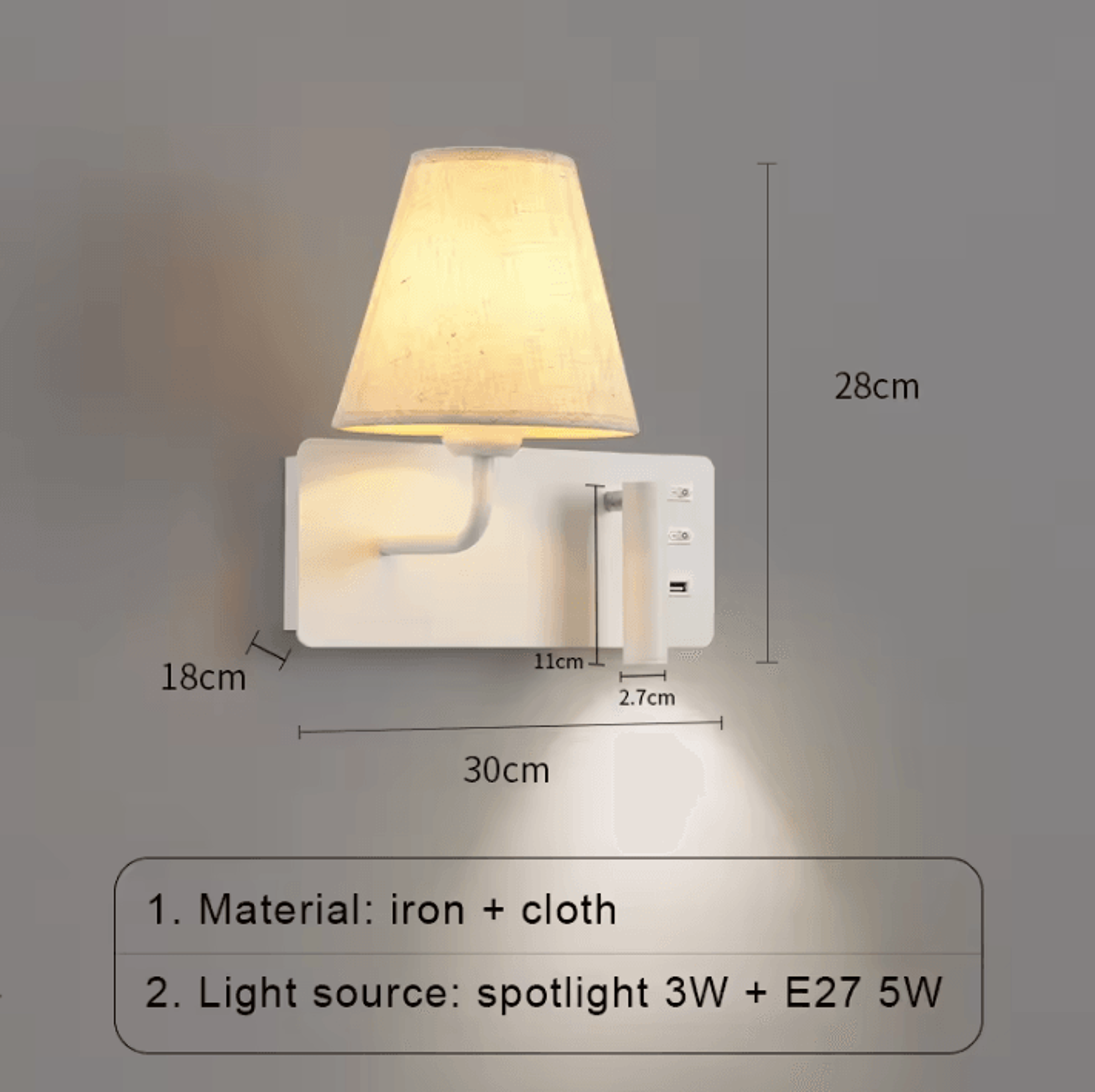 Nordic LED Wall Lamp With USB And Switch 5