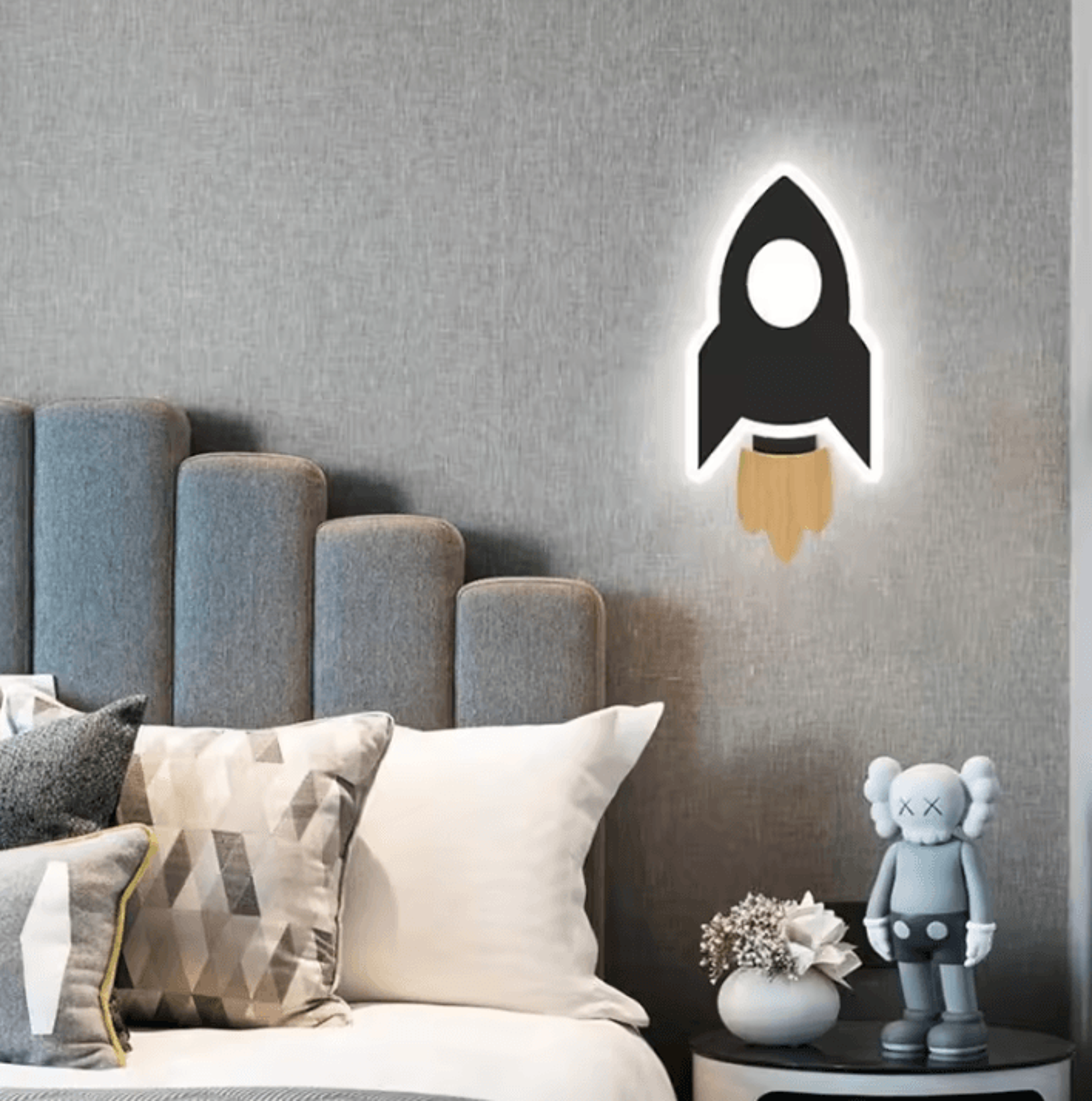 Cartoon LED Rocket Moon Star Wall Lamp For Kids 2