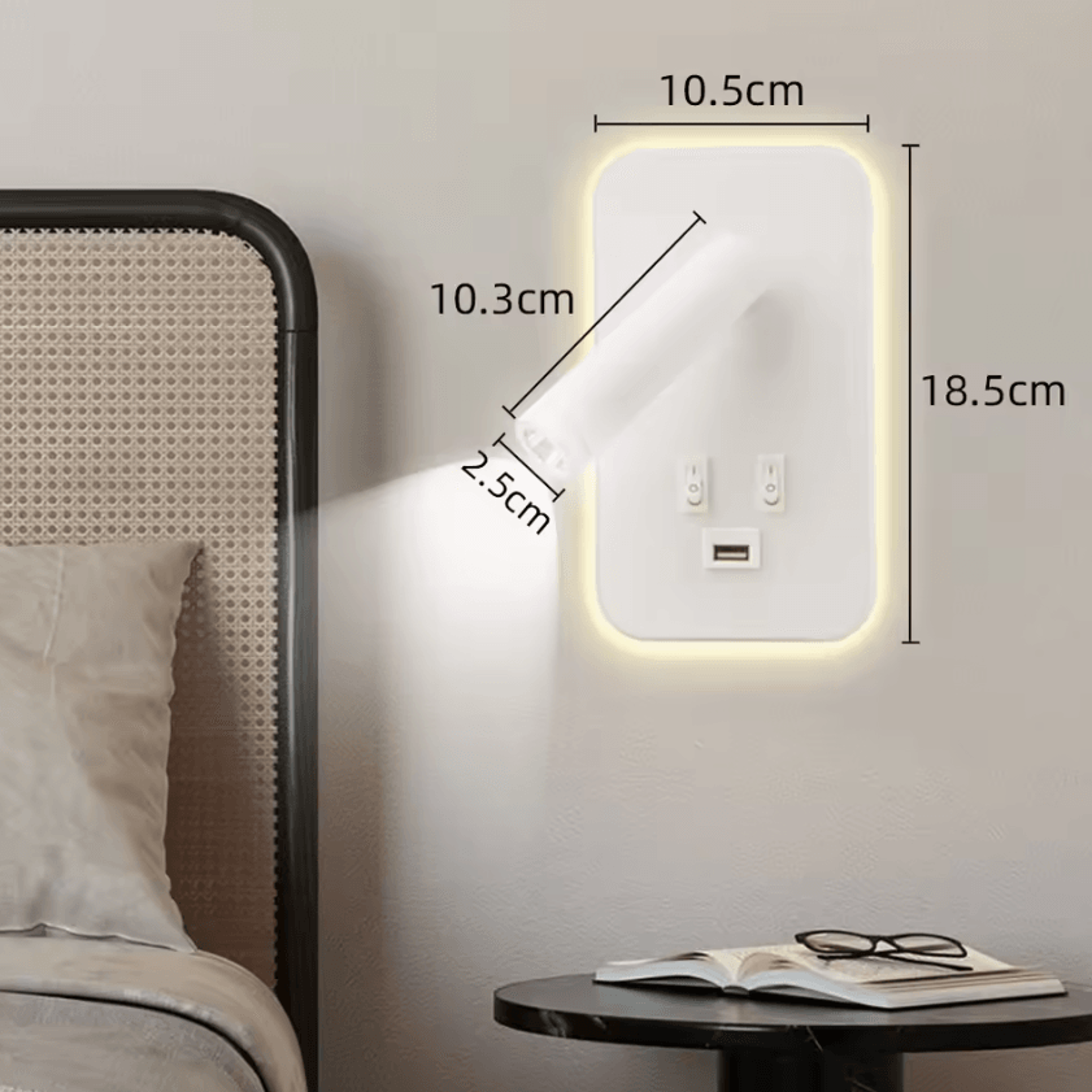 13W Rotatable LED Bedside Reading Wall Lamp With USB 6