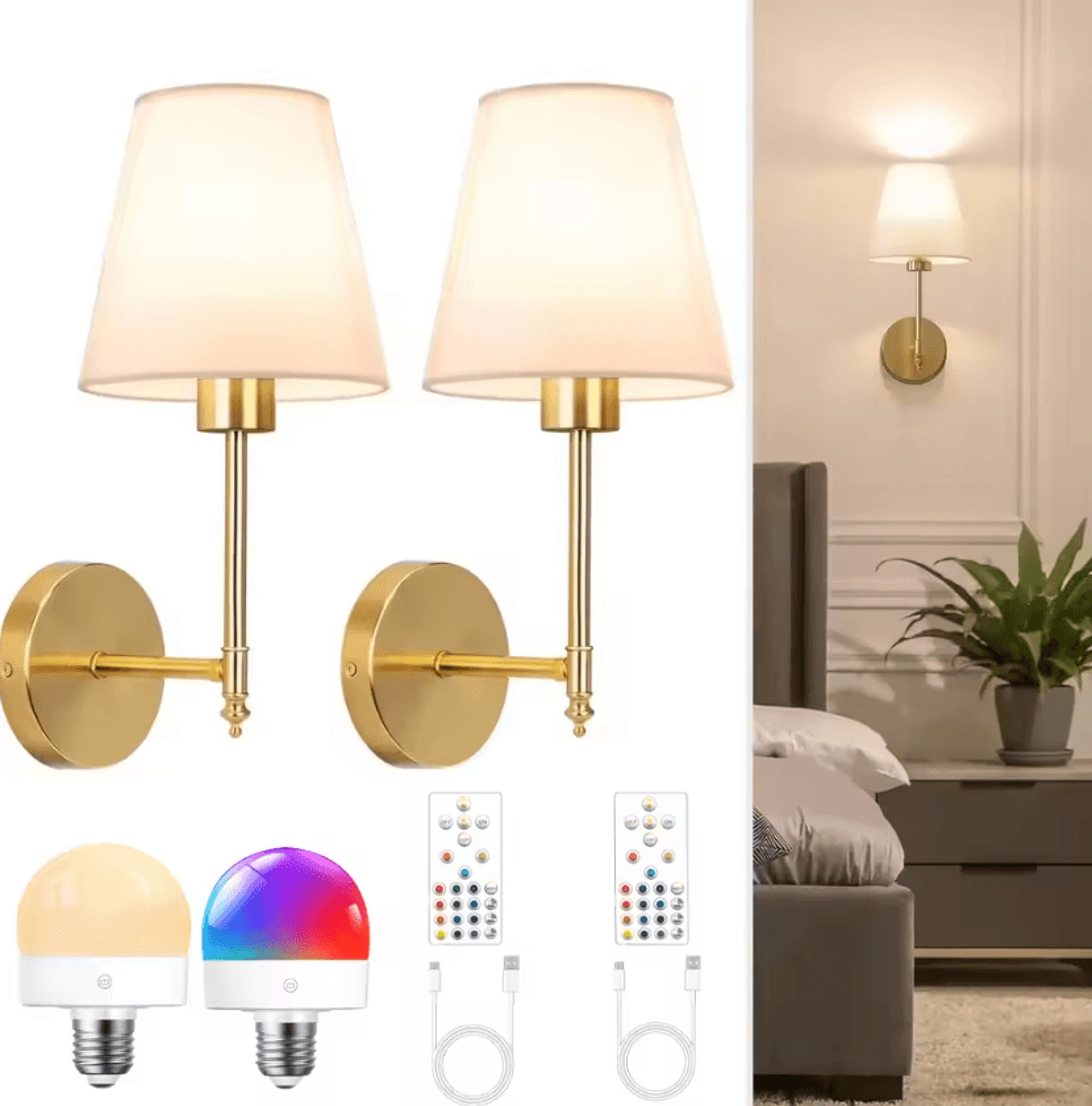 Wireless Rechargeable 13 Color Dimmable Wall Sconce 0