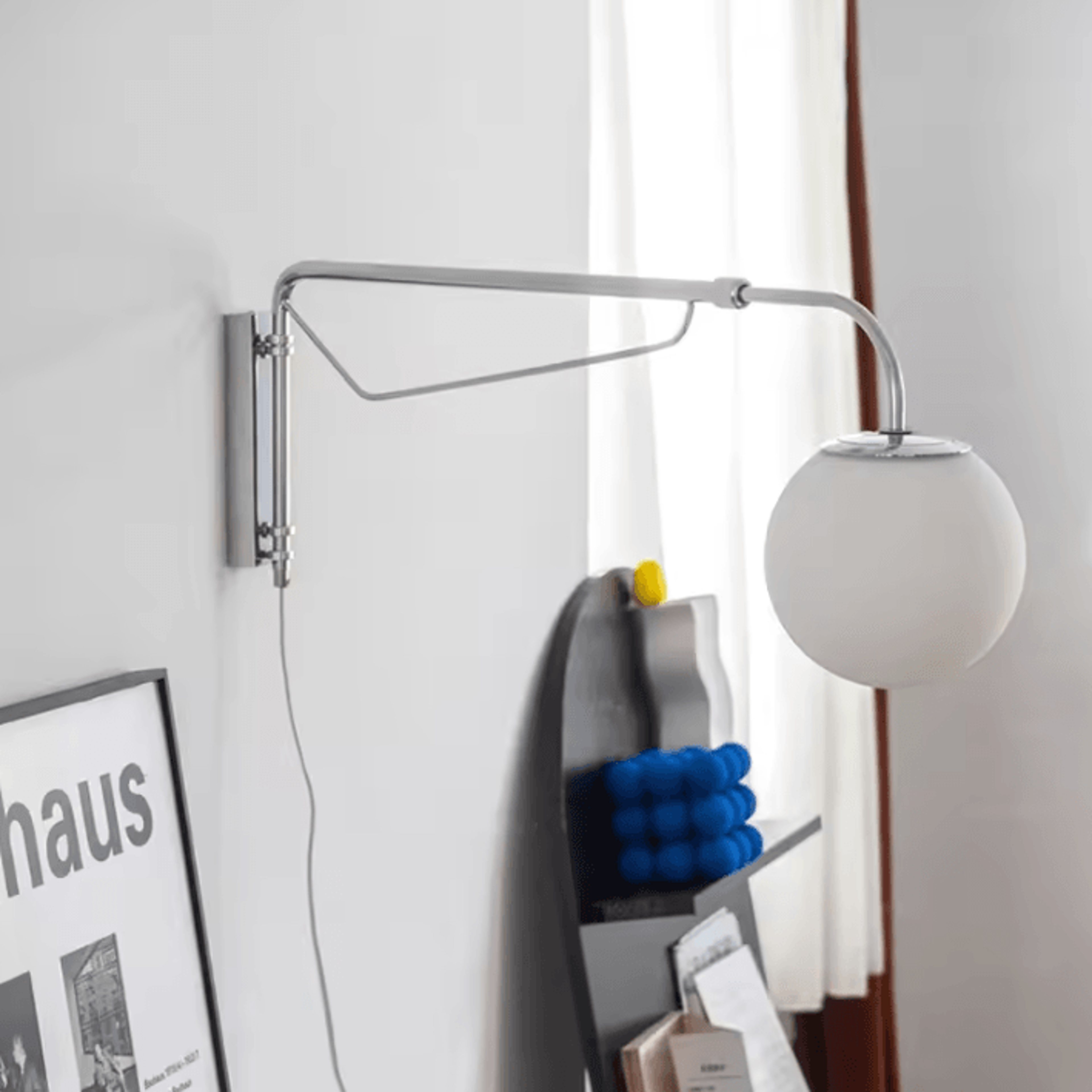 Modern Chrome Retractable Long Arm E27 Wall Lamp 2