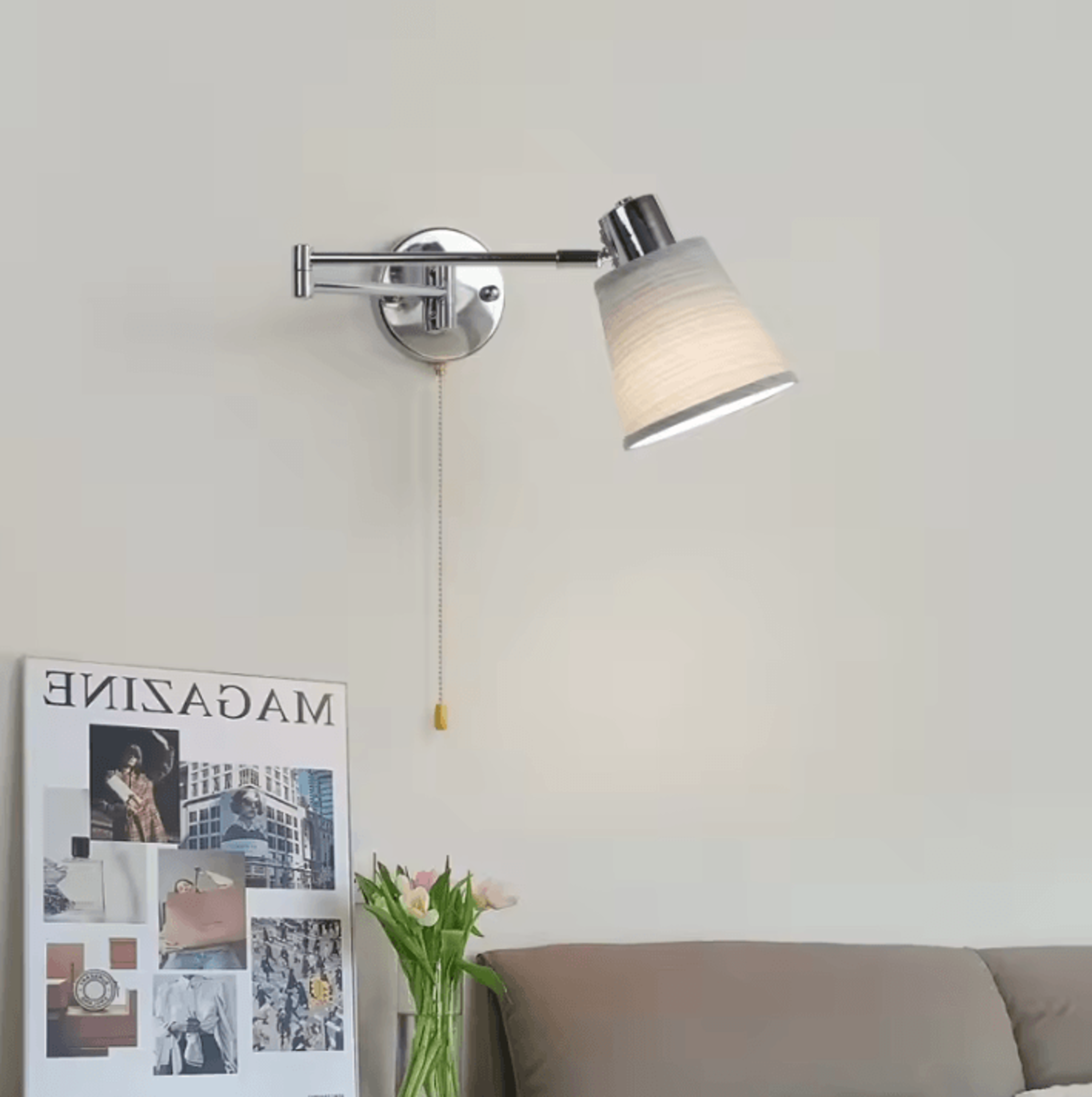 Chrome Swing Arm E27 Reading Wall Sconce 2