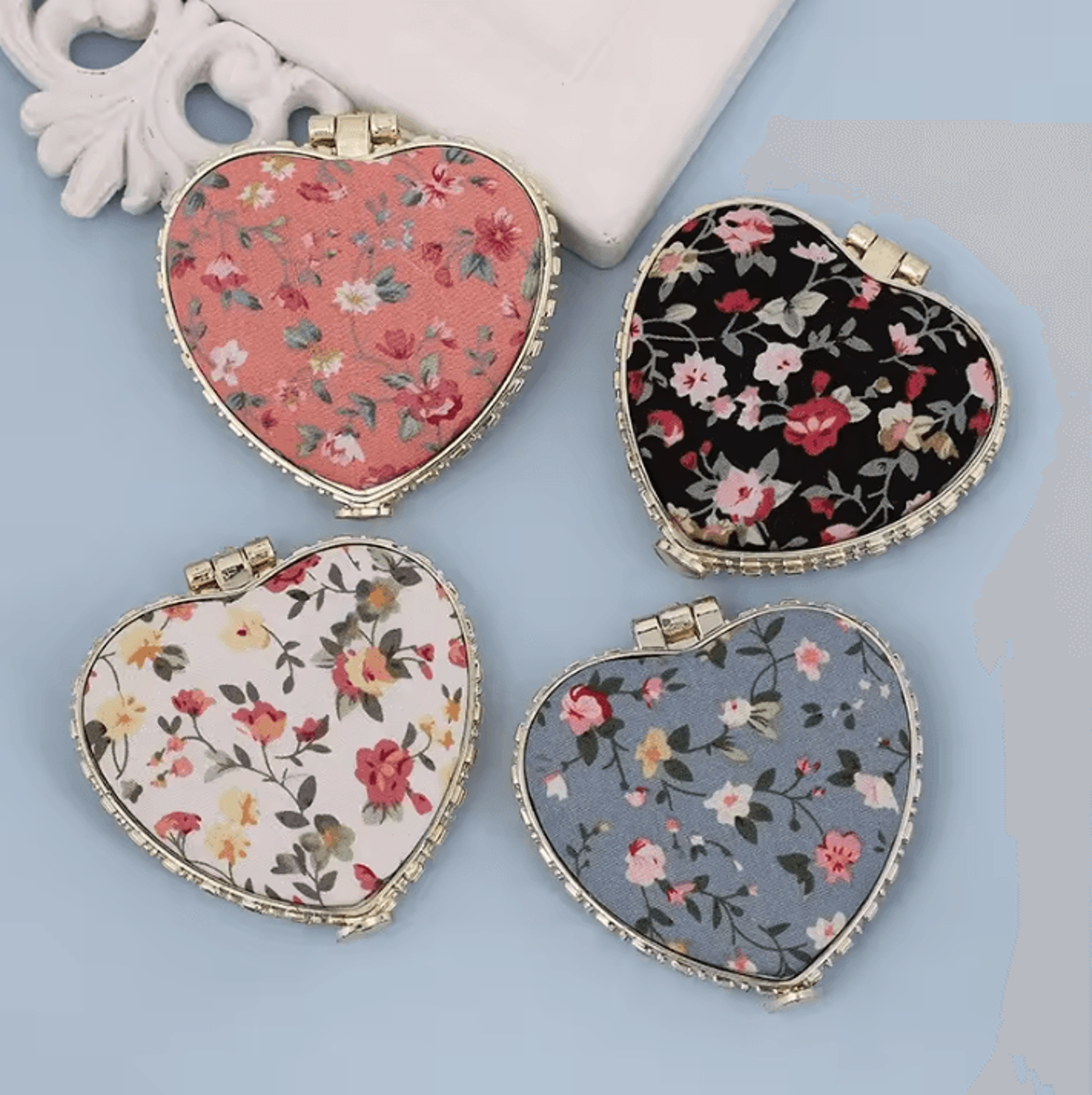 Vintage Floral Double Sided Pocket Makeup Mirror 9