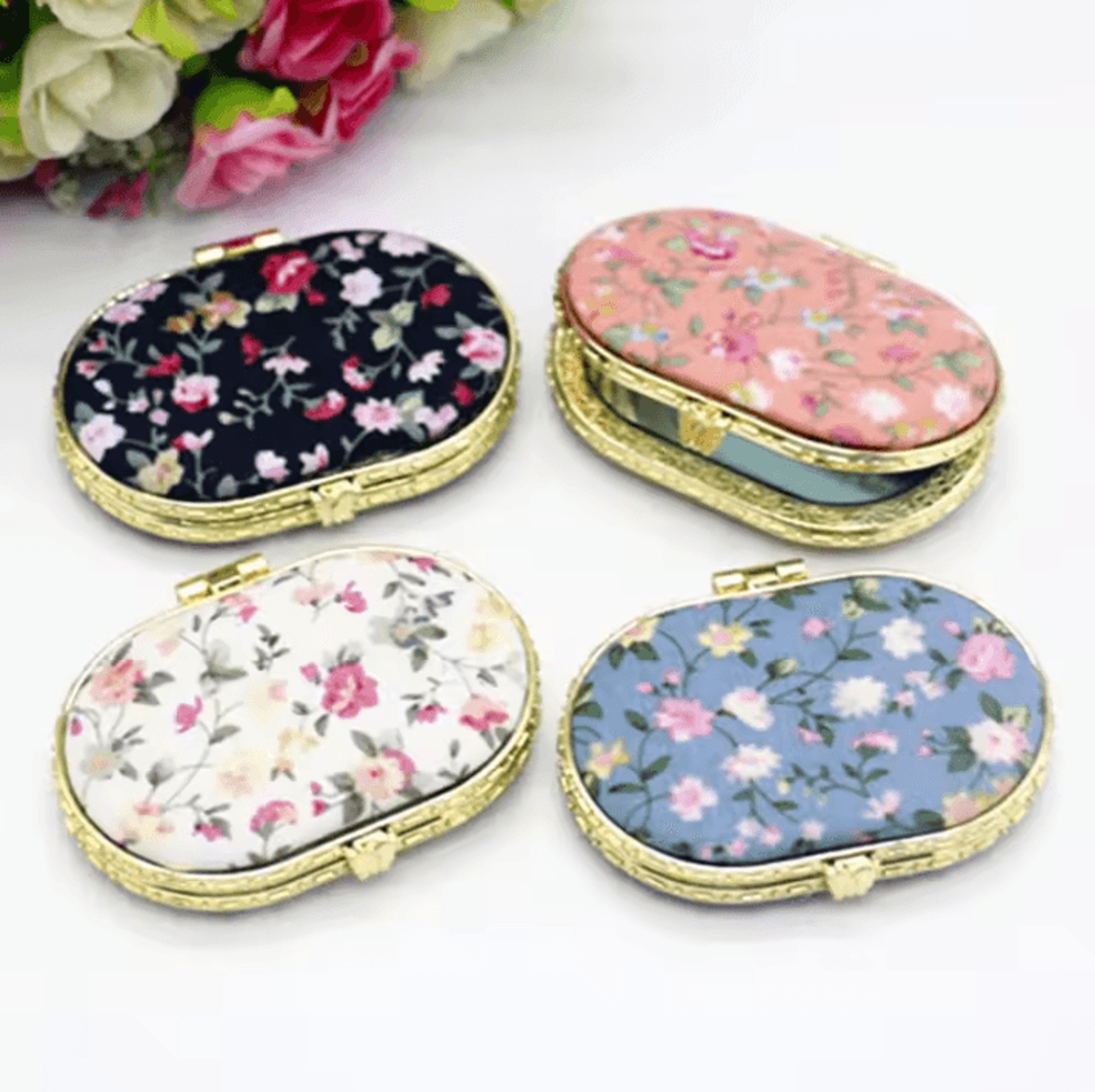 Vintage Floral Double Sided Pocket Makeup Mirror 10