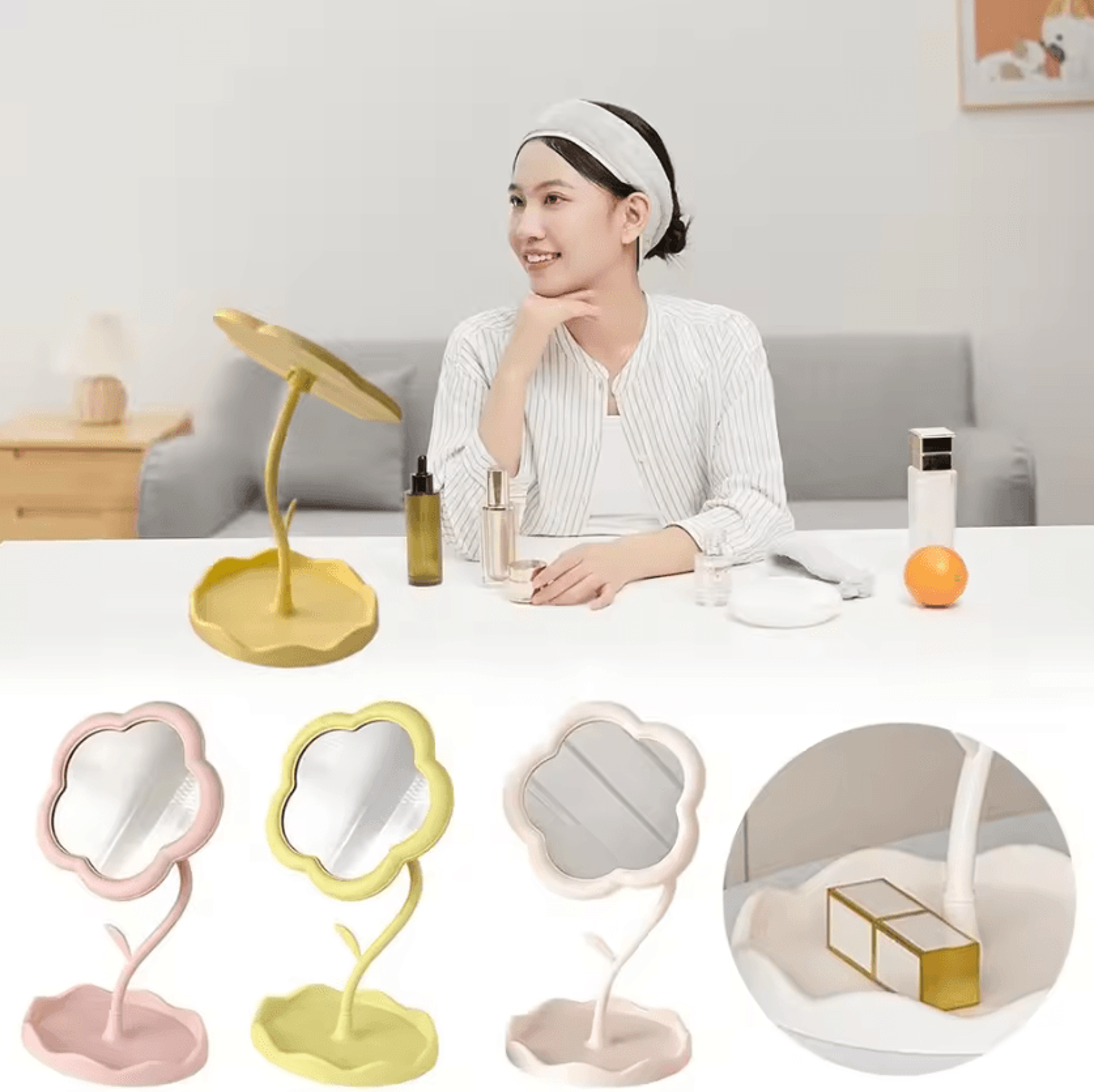 Cute Sunflower Detachable Makeup Mirror 1